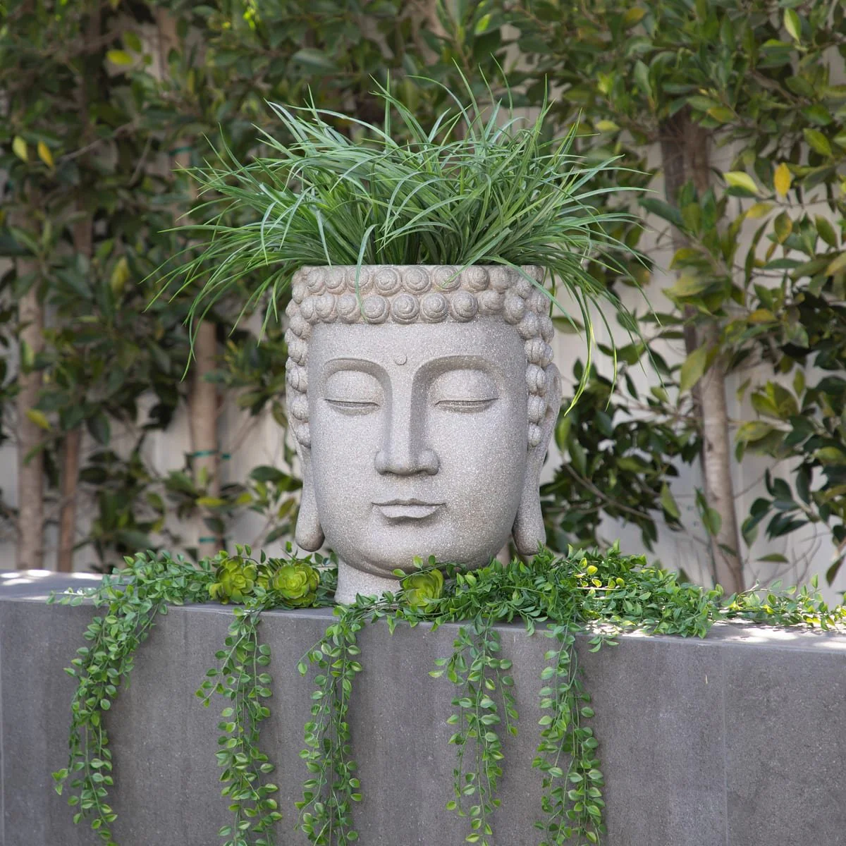 Gray Buddha Head Planter - Image 11