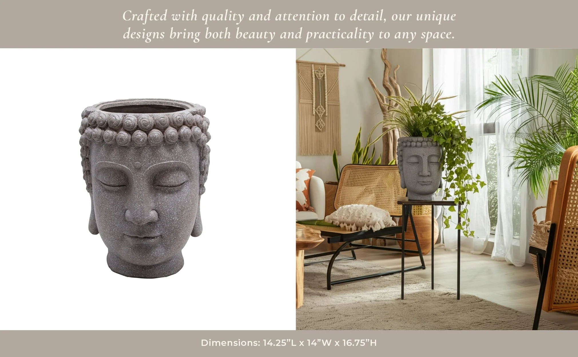 Gray Buddha Head Planter - Image 15