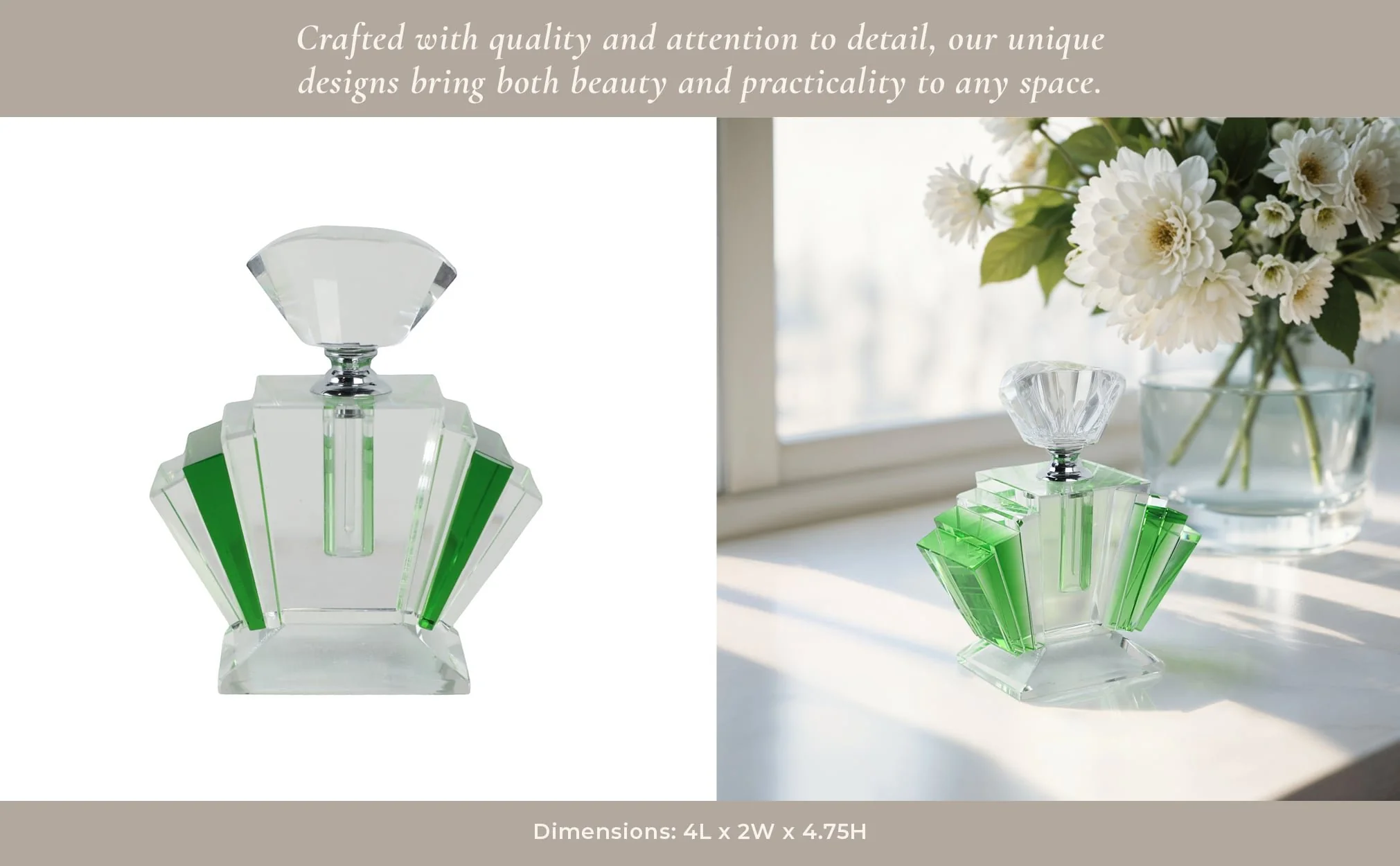 Green Crystal Perfume Bottle 4.75 - Image 11