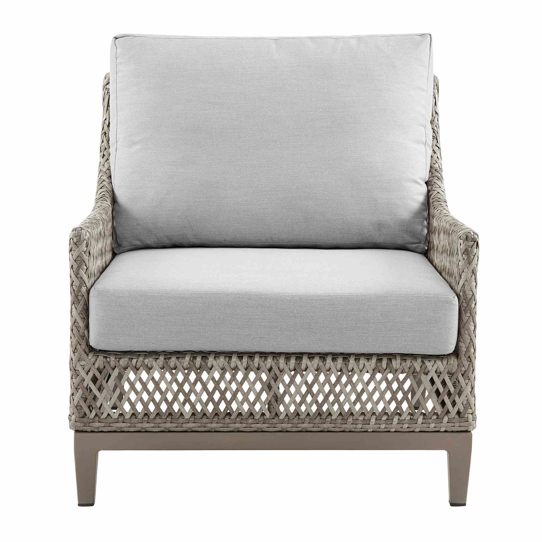 Grenada 4 Piece Outdoor Gray Fabric and Wicker Conversation Set - Image 5