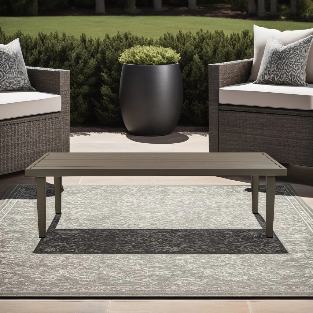 Grenada Aluminum Outdoor Coffee Table in Brown - Image 5