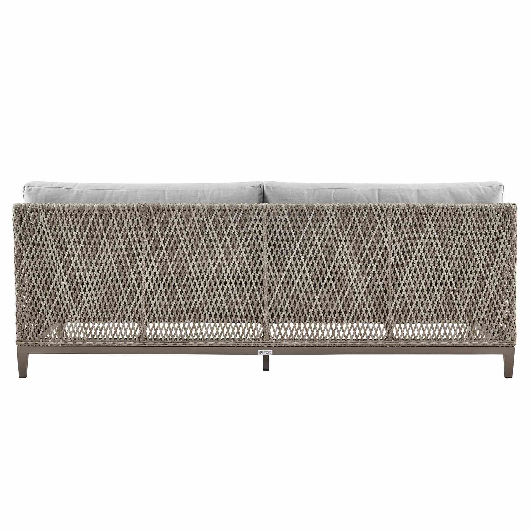 Grenada Wicker and Aluminum Outdoor Sofa in Brown with Gray Cushions - Image 3