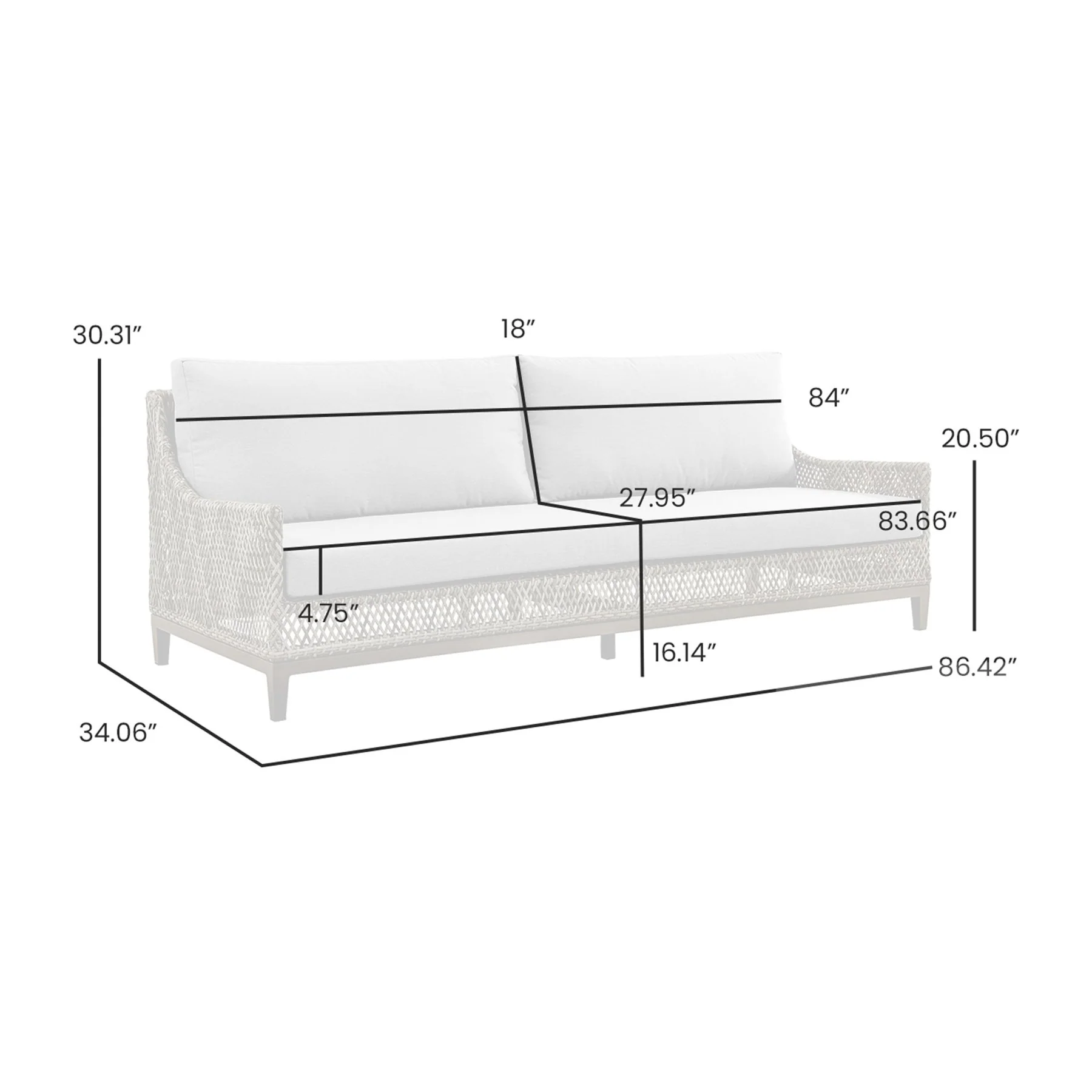 Grenada Wicker and Aluminum Outdoor Sofa in Brown with Gray Cushions - Image 4