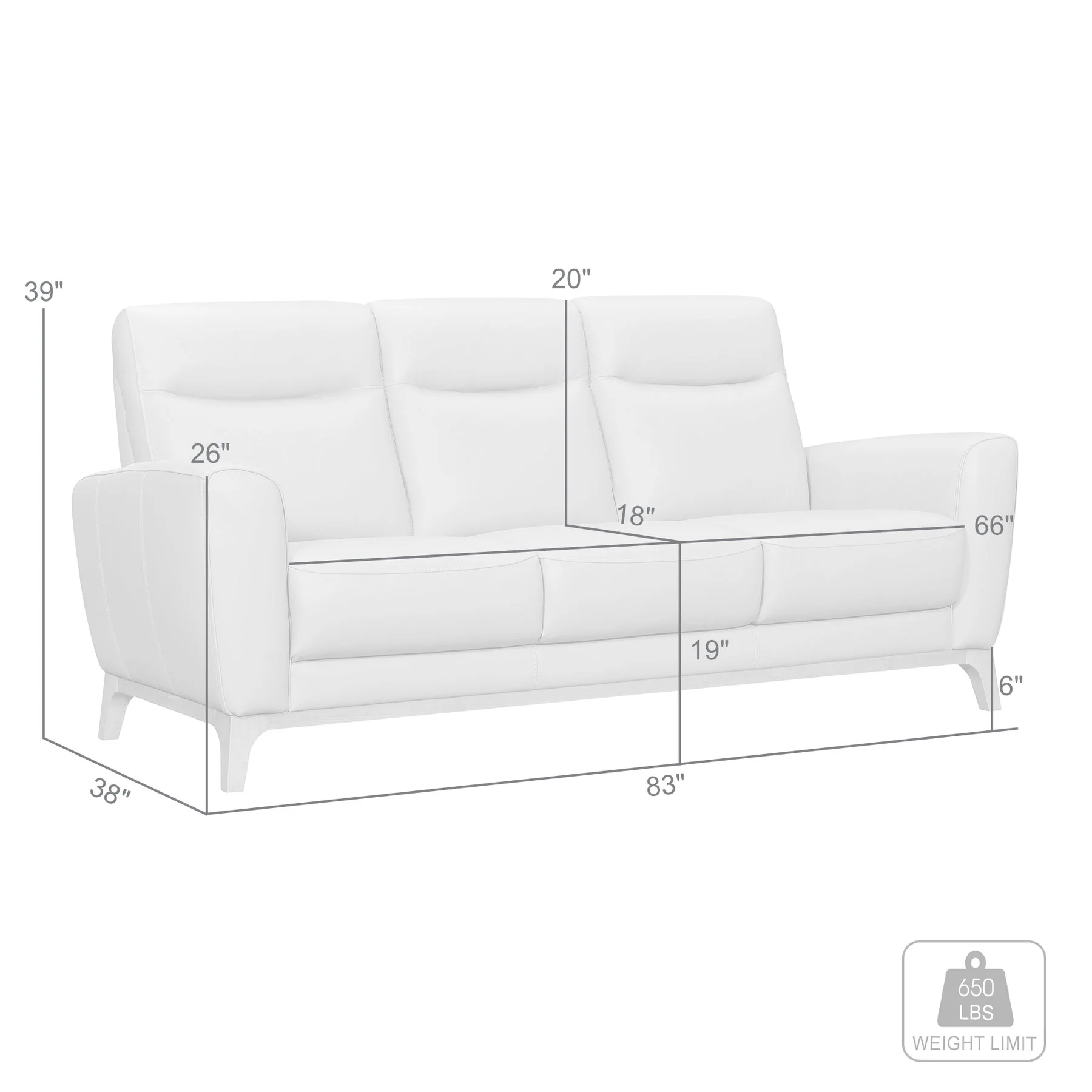 Greyson 83" Dove Gray Leather Sofa - Image 8