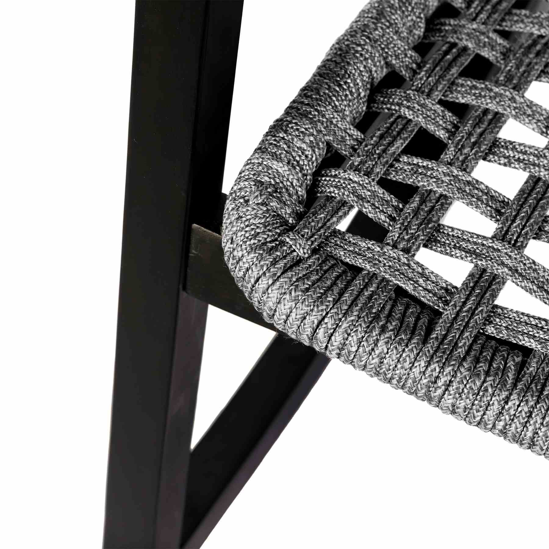 Griffin Outdoor Patio Rocking Chair in Dark Eucalyptus Wood and Gray Rope - Image 7