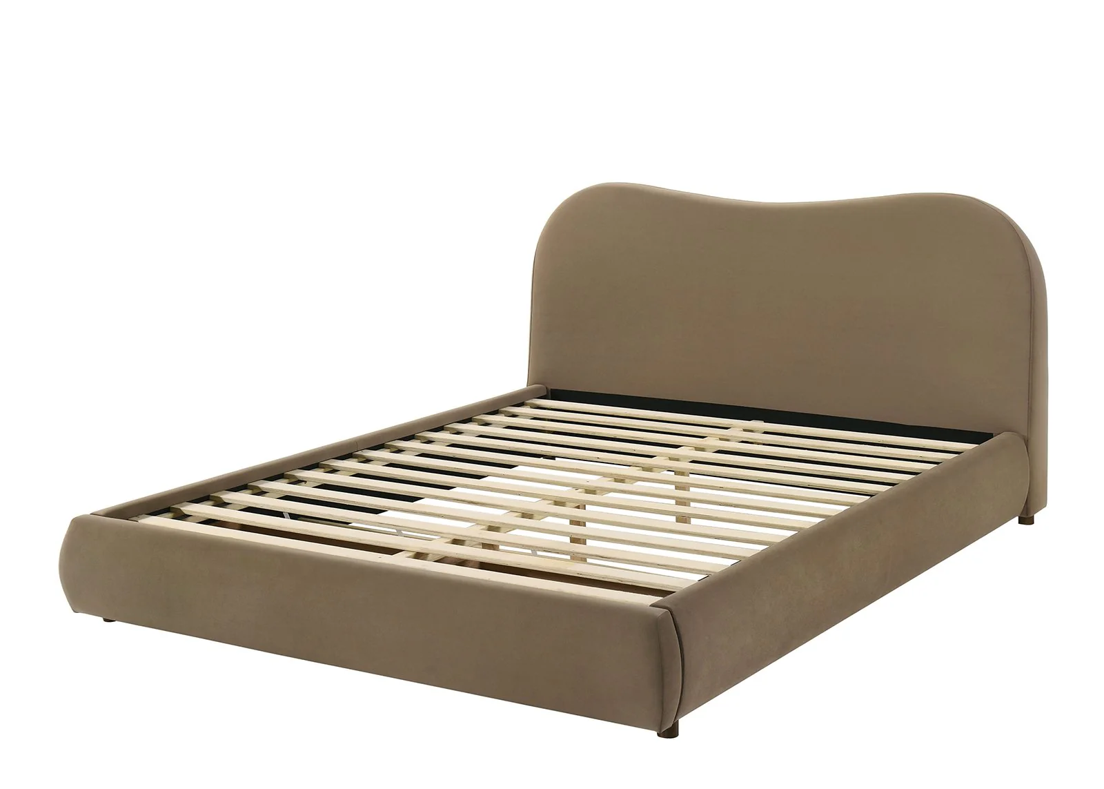 Grimsby Queen Bed, Brown Velvet - Image 4
