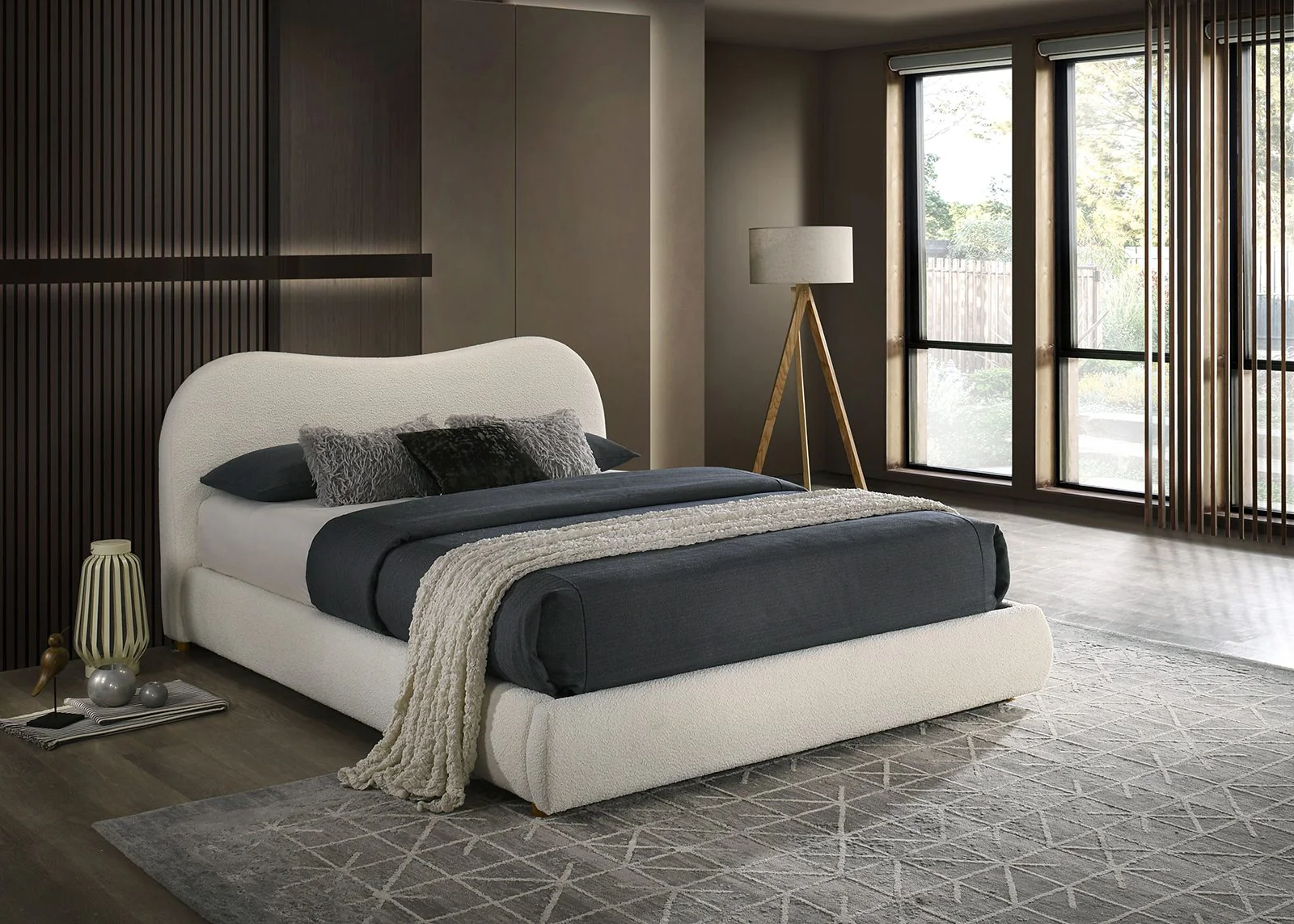 Grimsby Queen Bed, White Boucle - Image 3