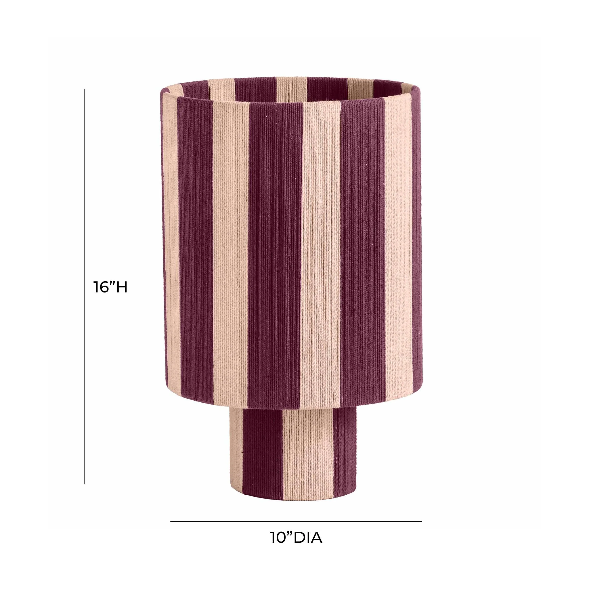 Guinevere Purple and Pink Striped Cotton Table Lamp - Image 6