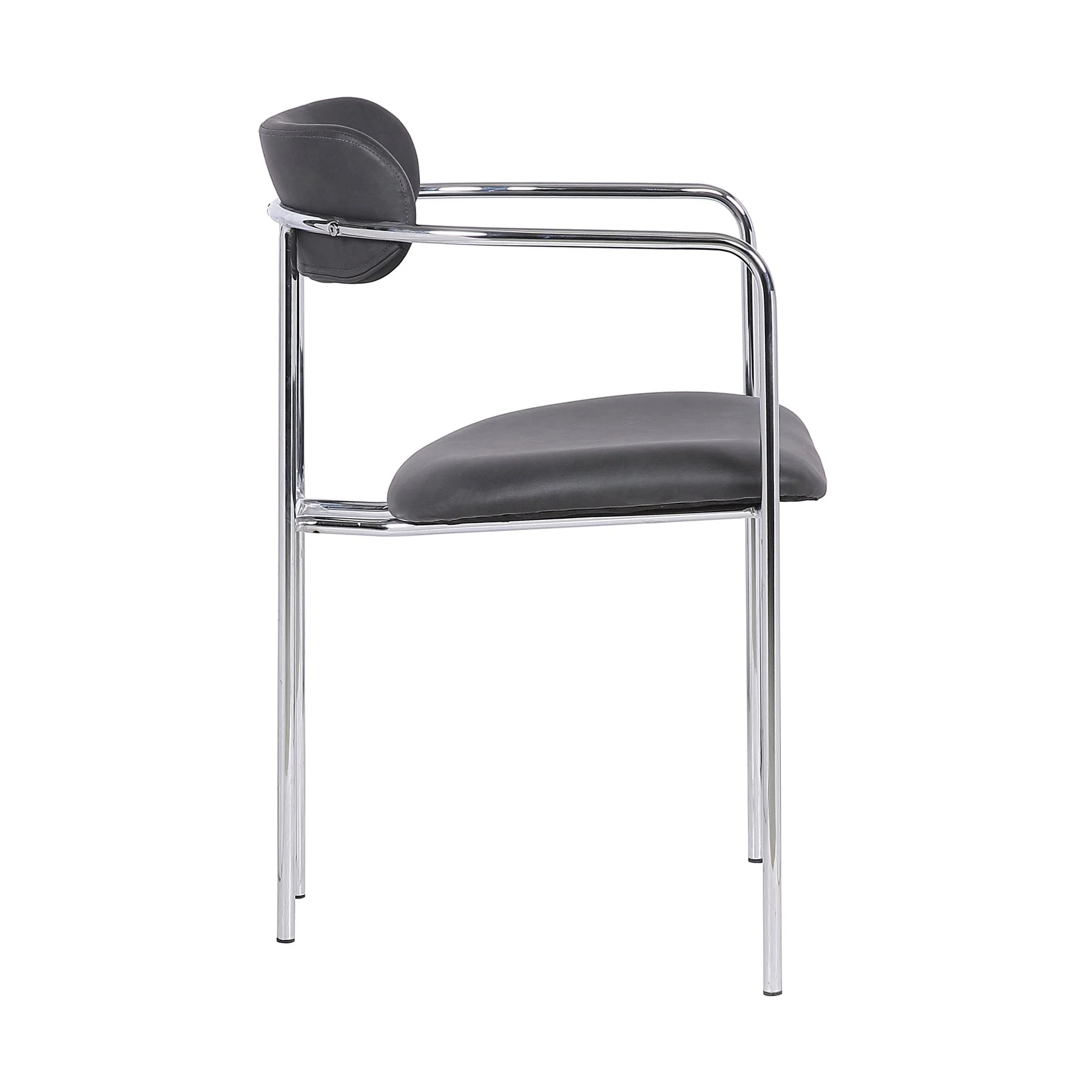 Gwen Contemporary Dining Chair in Chrome Finish with Gray Faux Leather - Set of 2 - Image 3