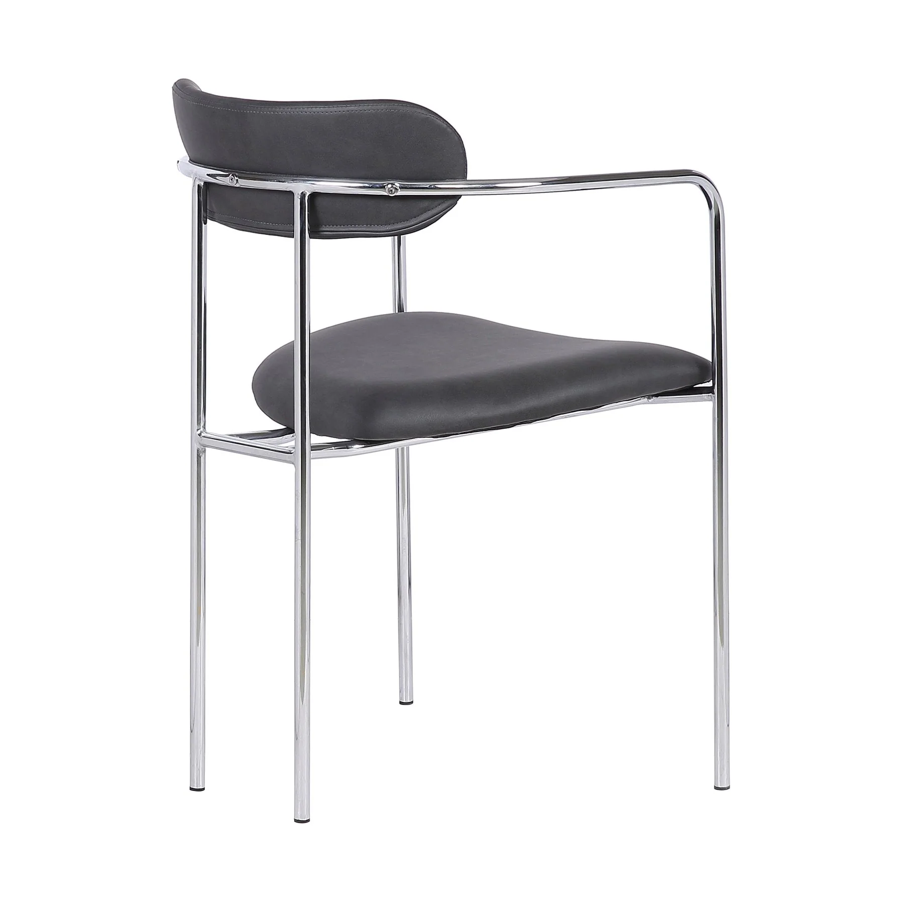 Gwen Contemporary Dining Chair in Chrome Finish with Gray Faux Leather - Set of 2 - Image 4