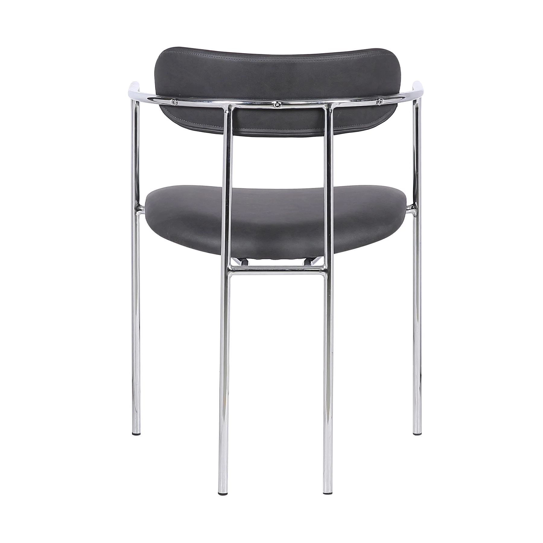 Gwen Contemporary Dining Chair in Chrome Finish with Gray Faux Leather - Set of 2 - Image 5