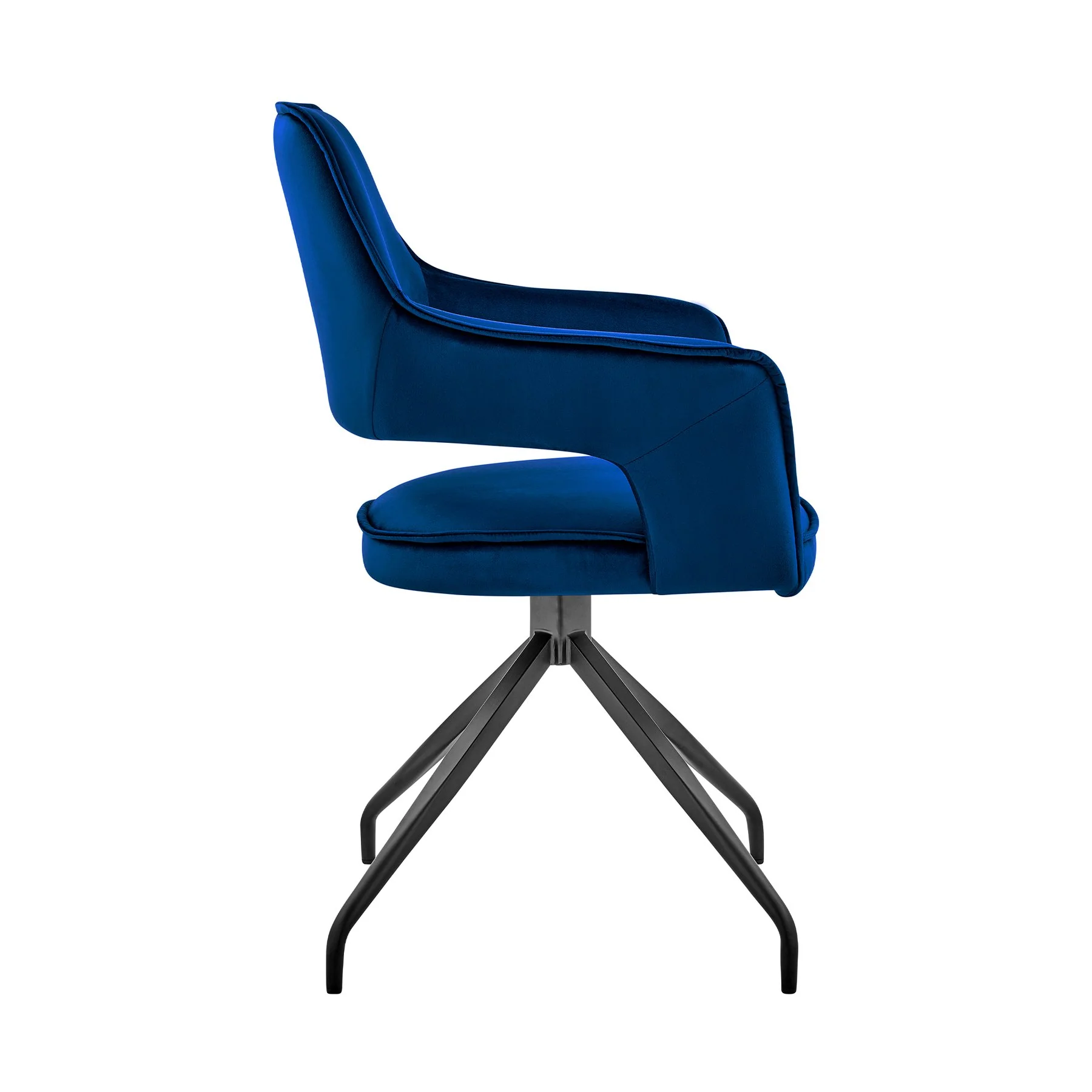 Hadley Dining Room Accent Chair in Blue Velvet with Black Finish - Image 3