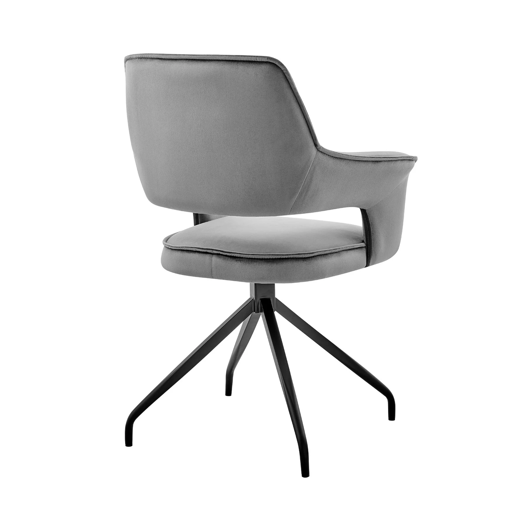 Hadley Dining Room Accent Chair in Gray Velvet with Black Finish - Image 4