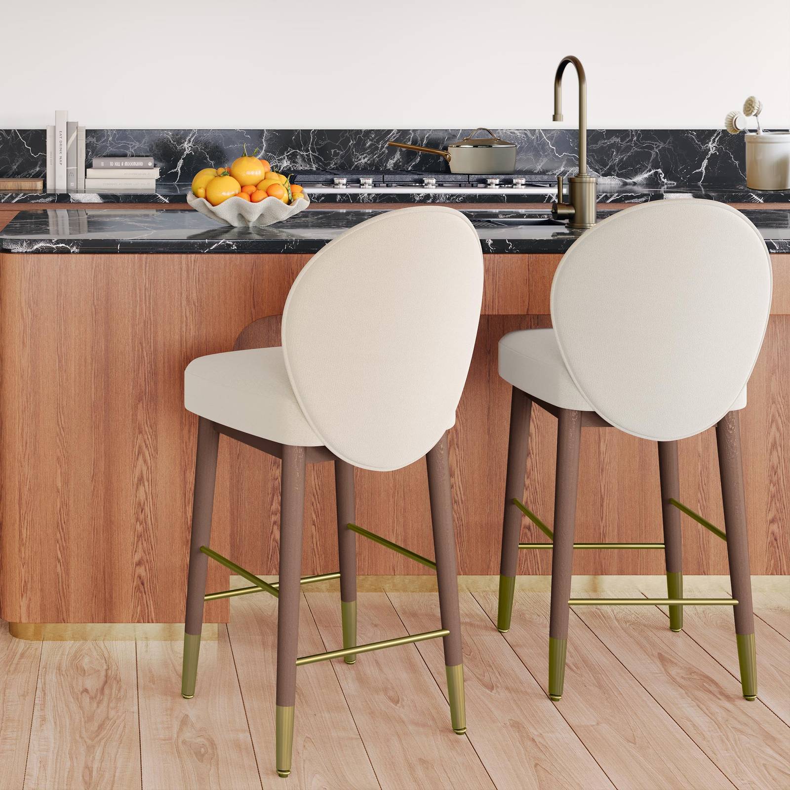 Hailey Cream Velvet Counter Stool - Image 2
