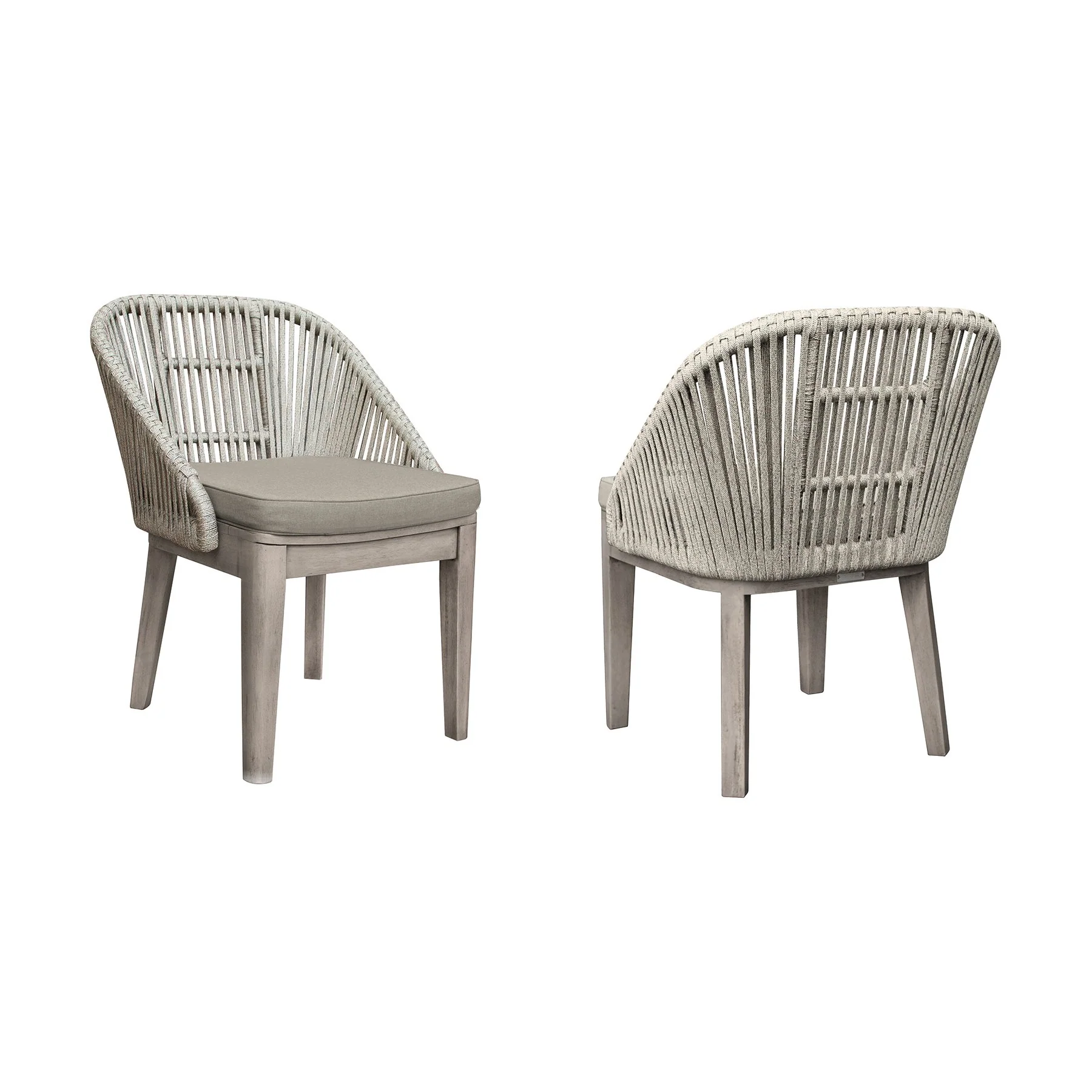 Haiti 7-Piece Patio Outdoor Dining Set in Gray Acacia Wood and Rope - Image 6