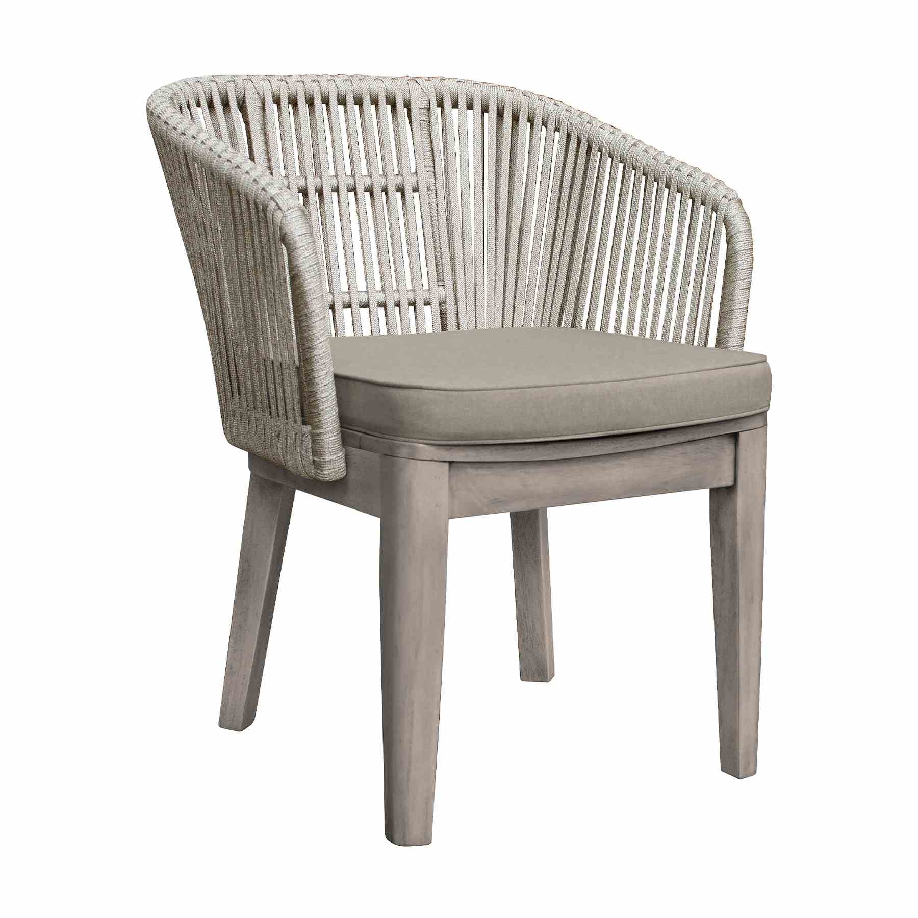 Haiti 7-Piece Patio Outdoor Dining Set with Arm Chairs in Gray Acacia Wood with Rope - Image 4