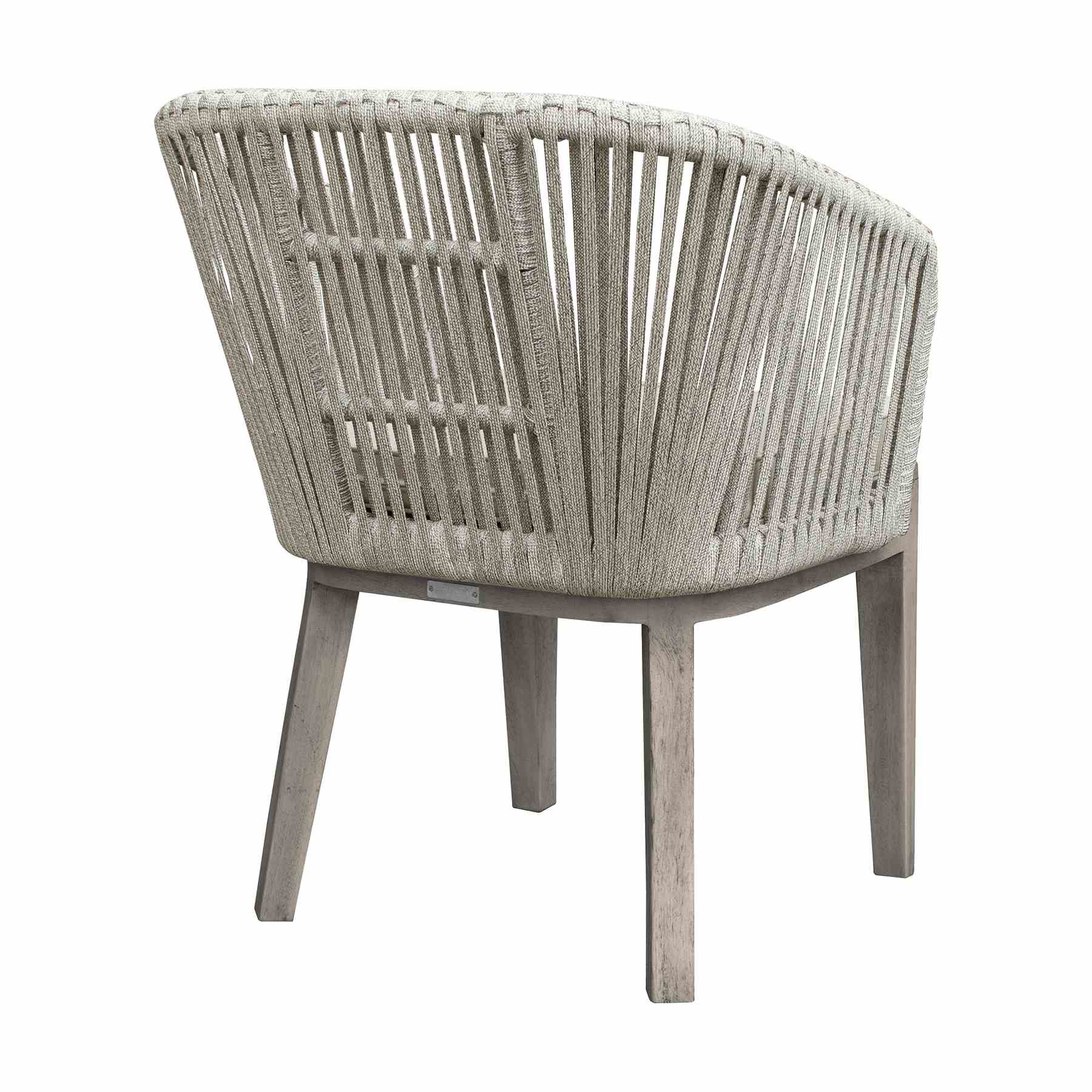 Haiti 7-Piece Patio Outdoor Dining Set with Arm Chairs in Gray Acacia Wood with Rope - Image 5