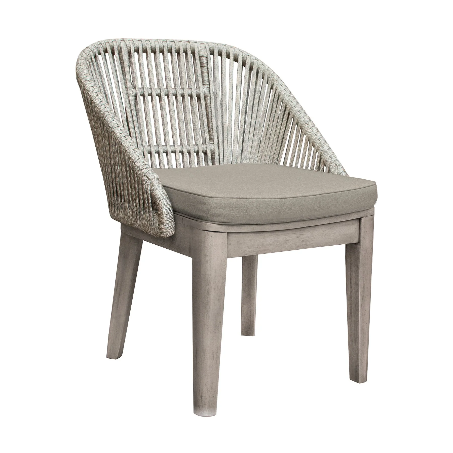 Haiti Patio Outdoor Dining chairs in Gray Acacia Wood and Rope - Set of 2 - Image 2