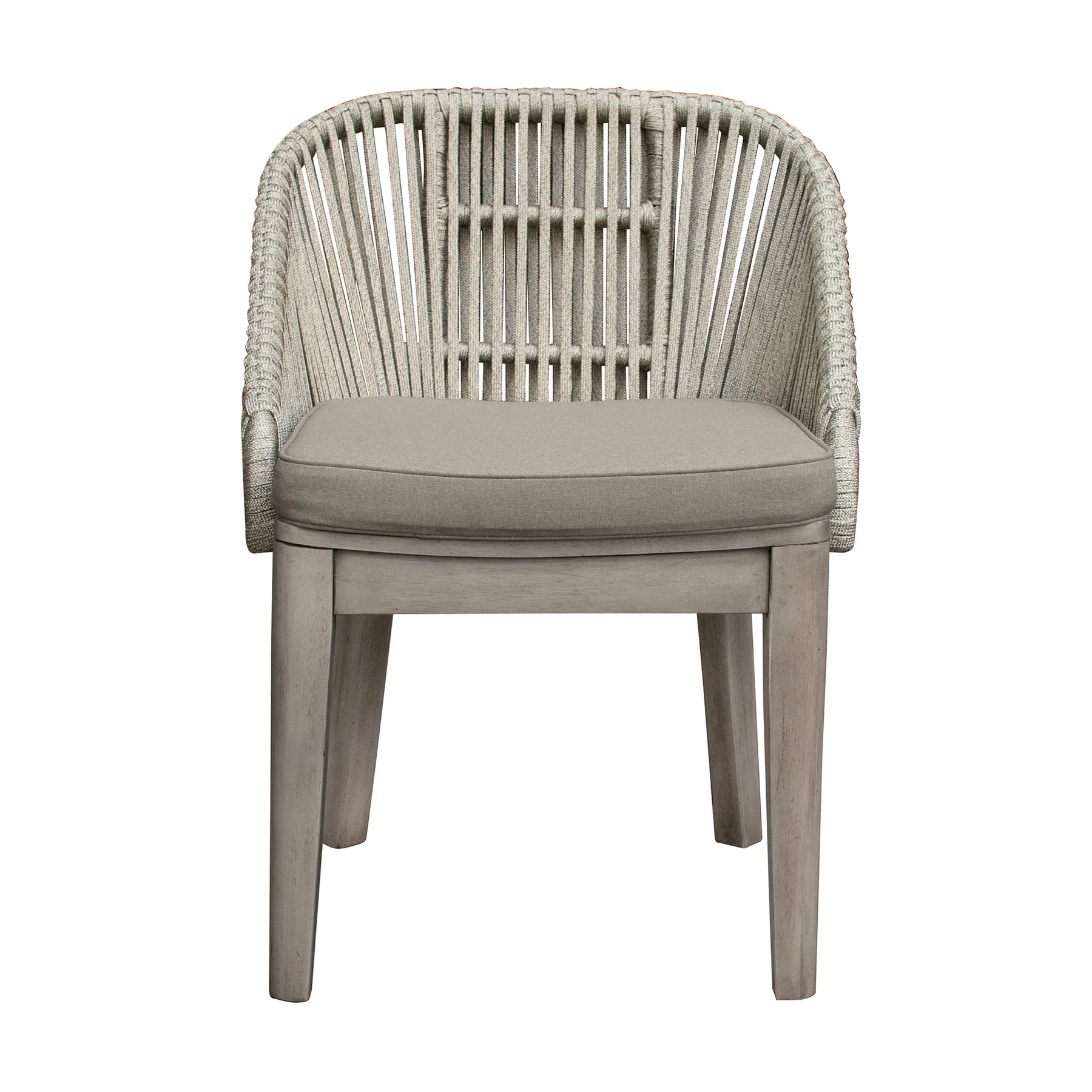 Haiti Patio Outdoor Dining chairs in Gray Acacia Wood and Rope - Set of 2 - Image 3