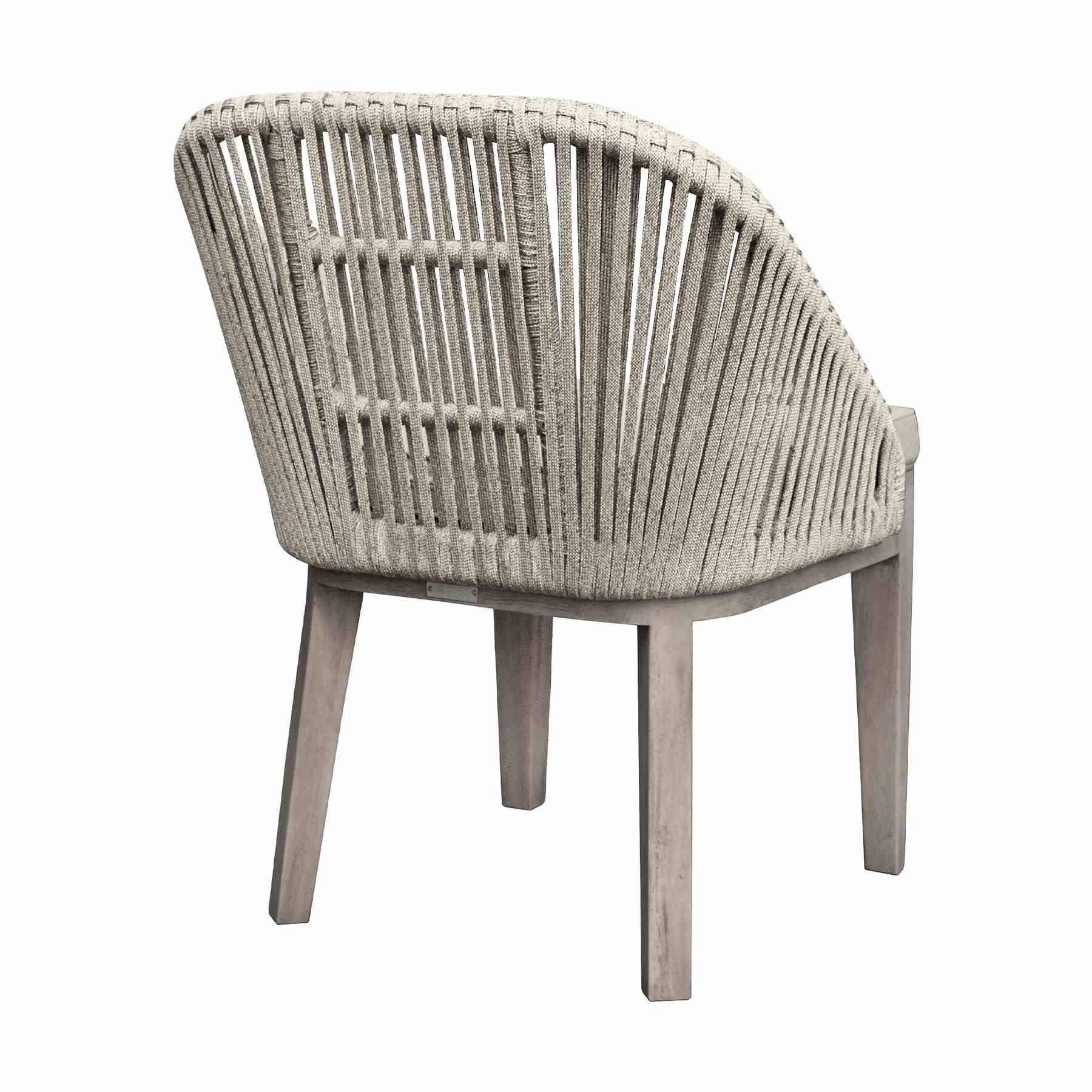 Haiti Patio Outdoor Dining chairs in Gray Acacia Wood and Rope - Set of 2 - Image 5