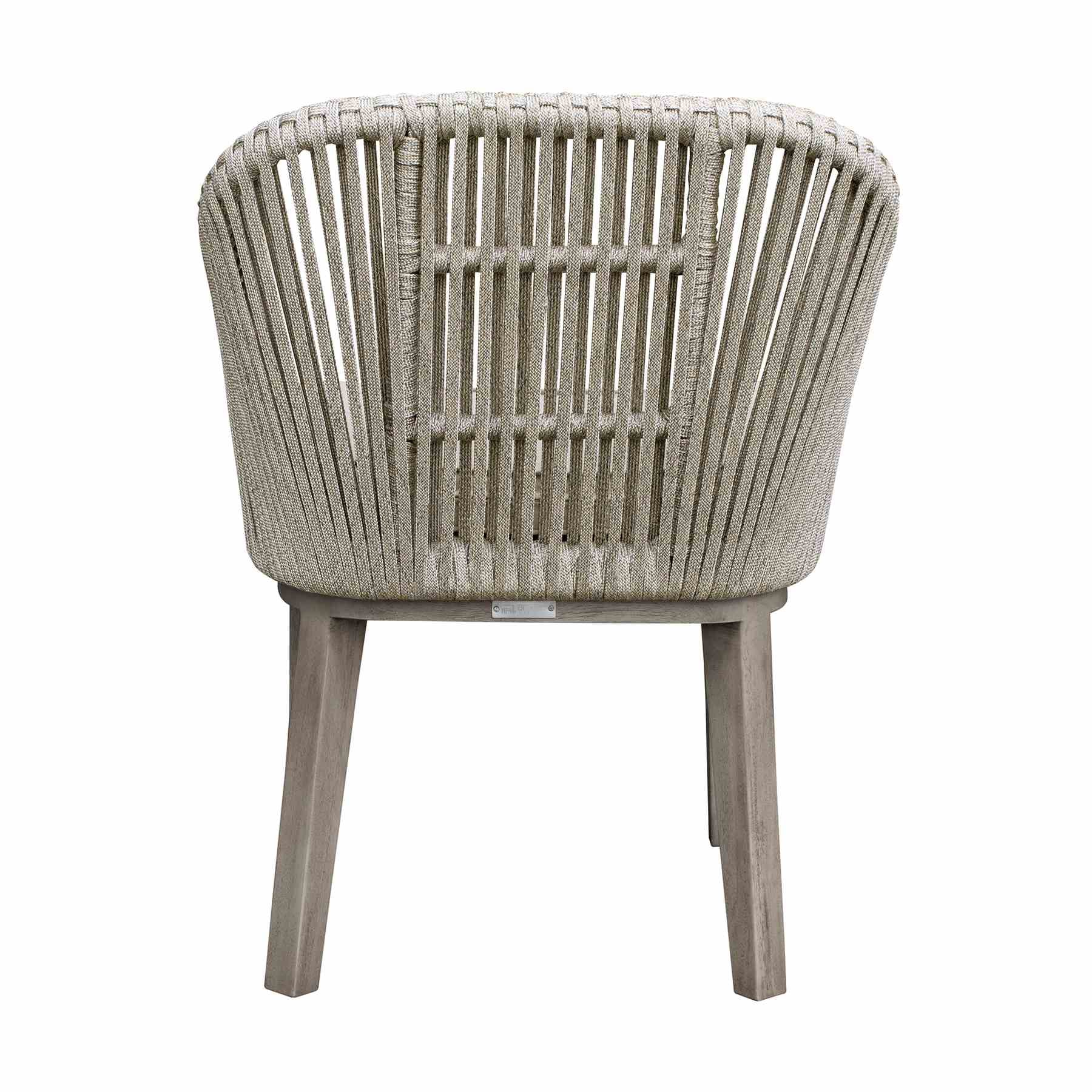 Haiti Patio Outdoor Dining chairs in Gray Acacia Wood and Rope - Set of 2 - Image 6