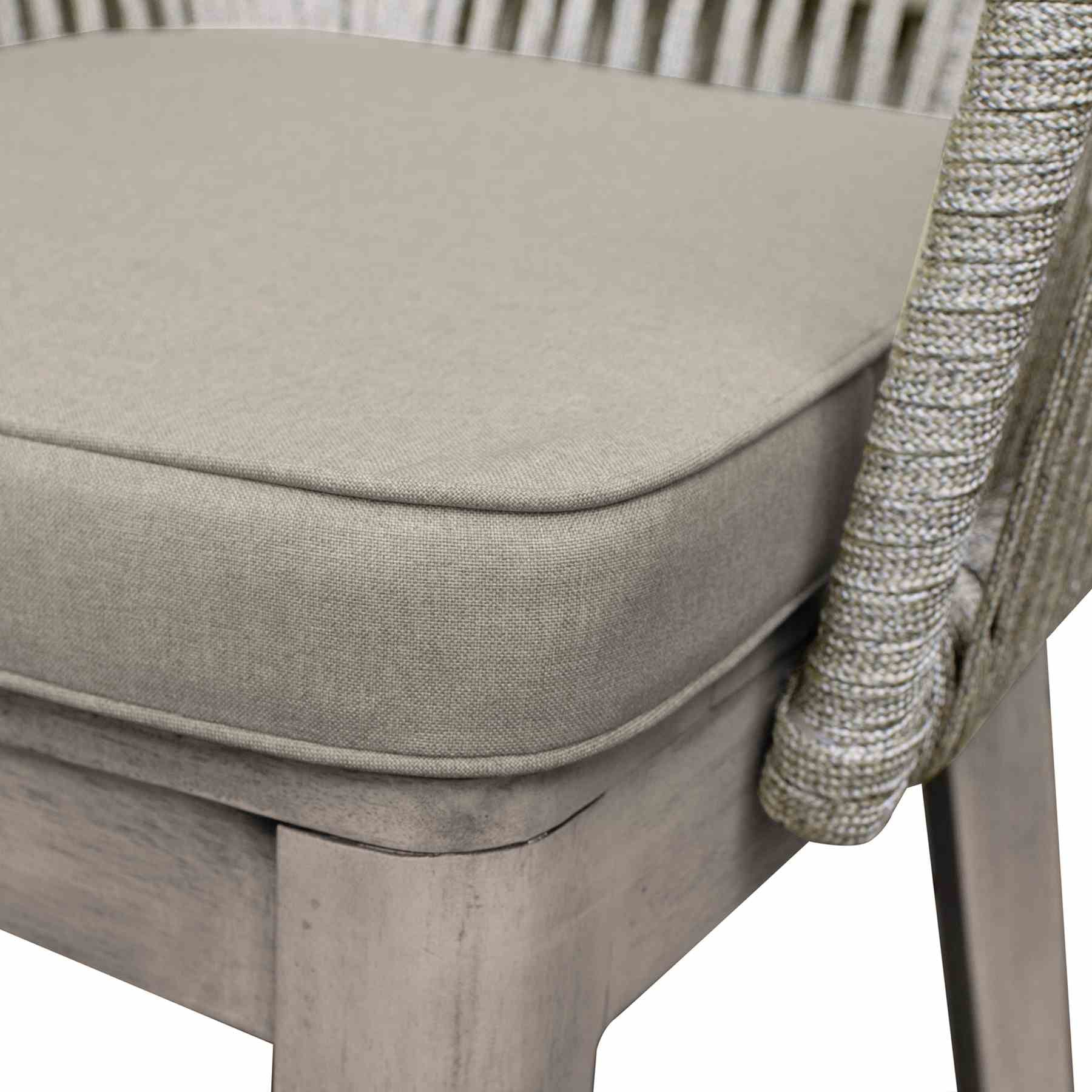 Haiti Patio Outdoor Dining Chairs with Arms in Gray Acacia Wood and Rope - Set of 2 - Image 7