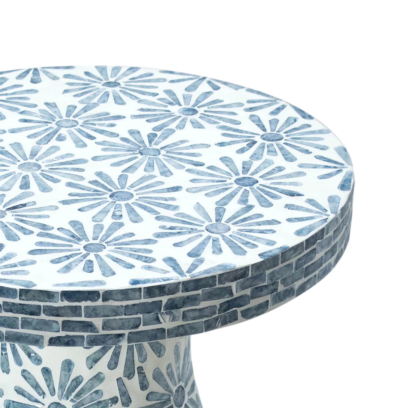 Halio Blue Floral Shell Side Table - Image 5