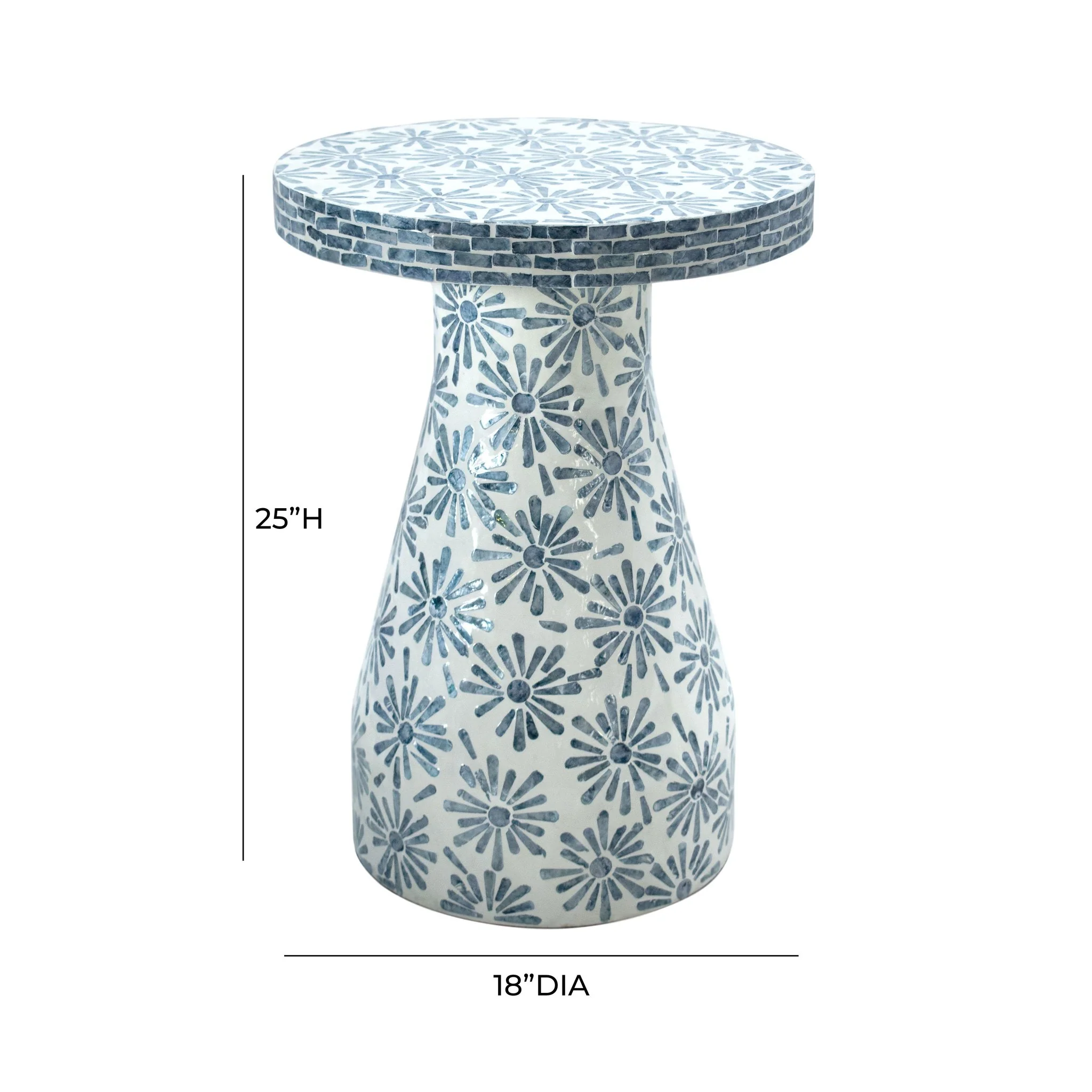 Halio Blue Floral Shell Side Table - Image 6