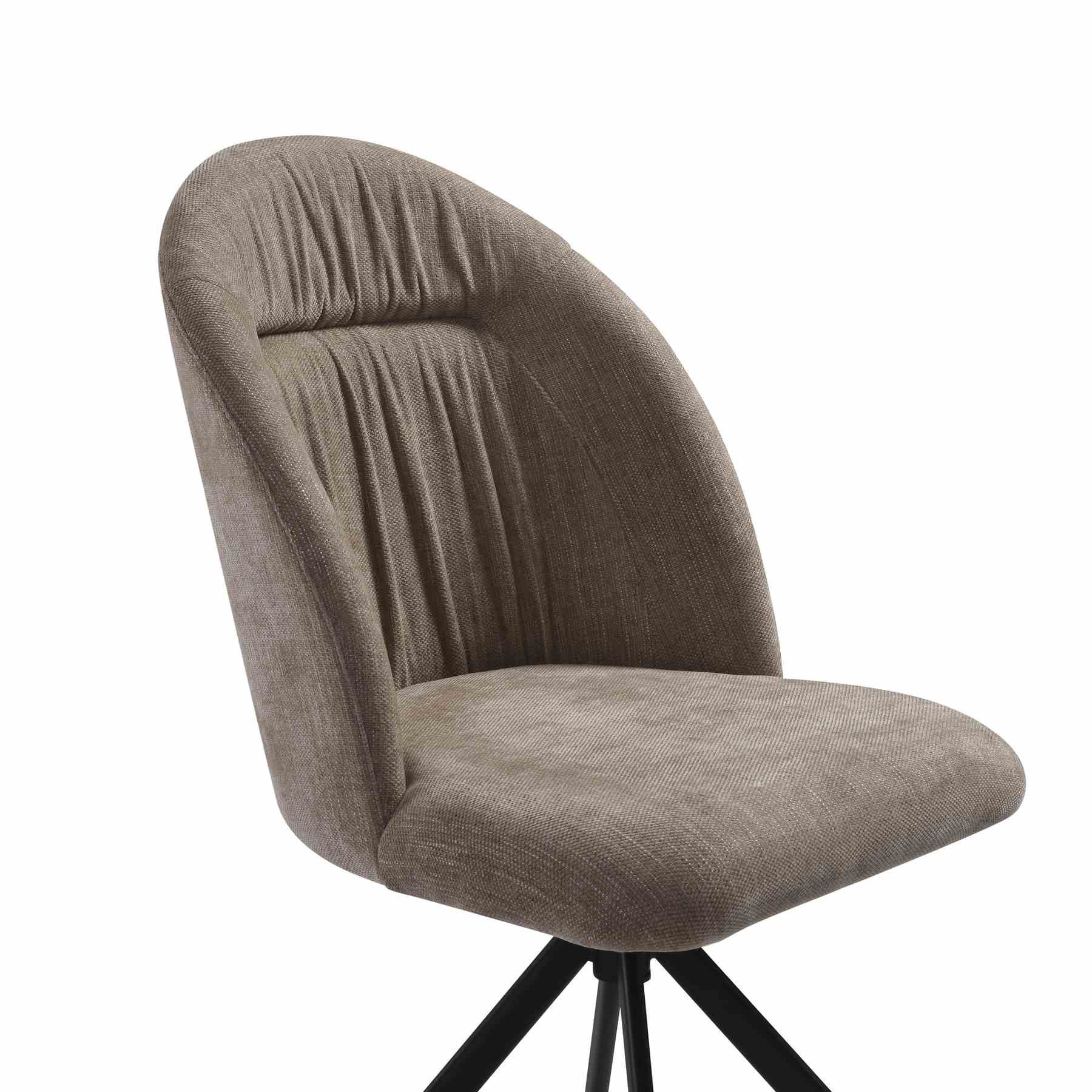 Hallie Contemporary Swivel Curved Back Almond Upholstered Dining Chair - Set of 2 - Image 5