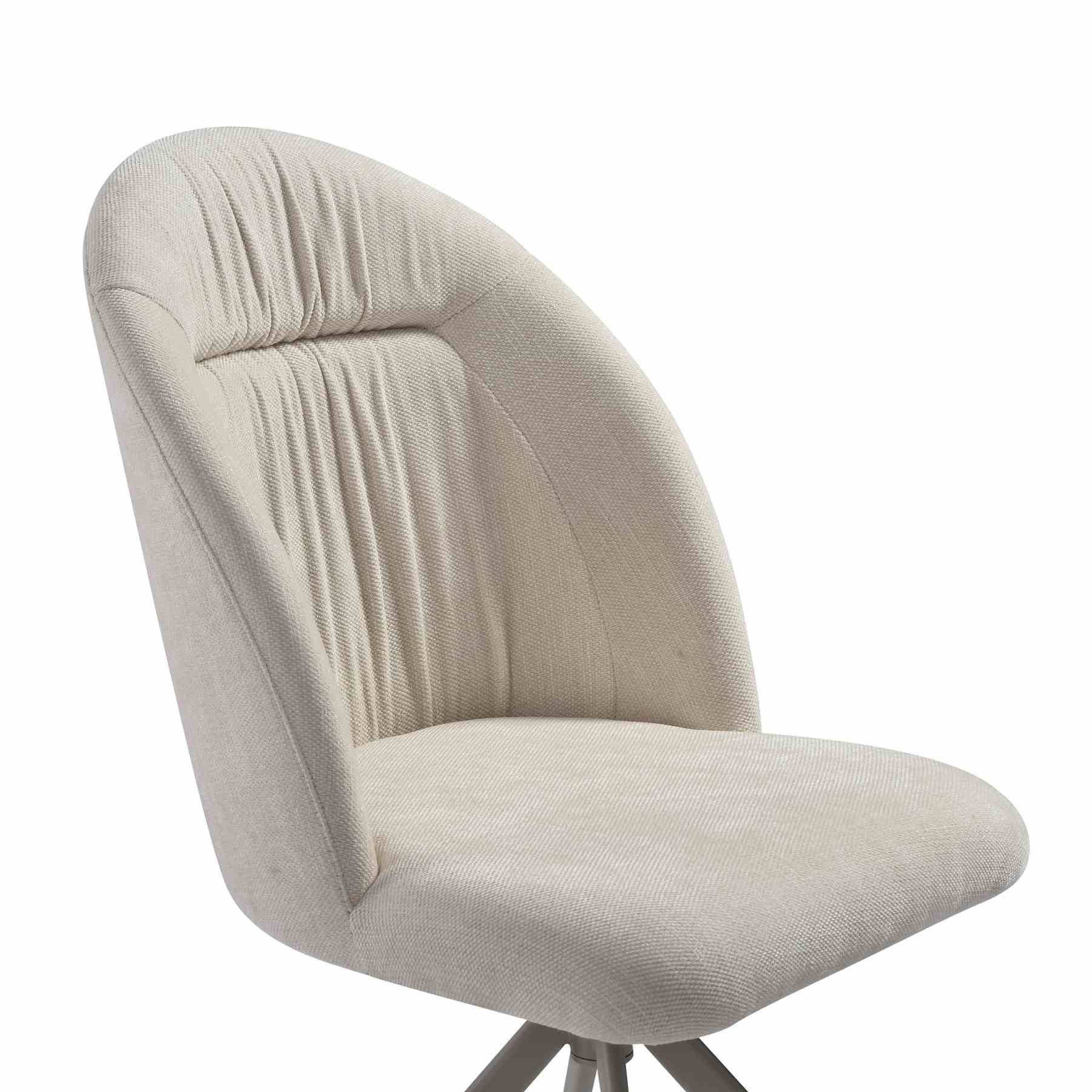 Hallie Contemporary Swivel Curved Back Cream Upholstered Dining Chair - Set of 2 - Image 5