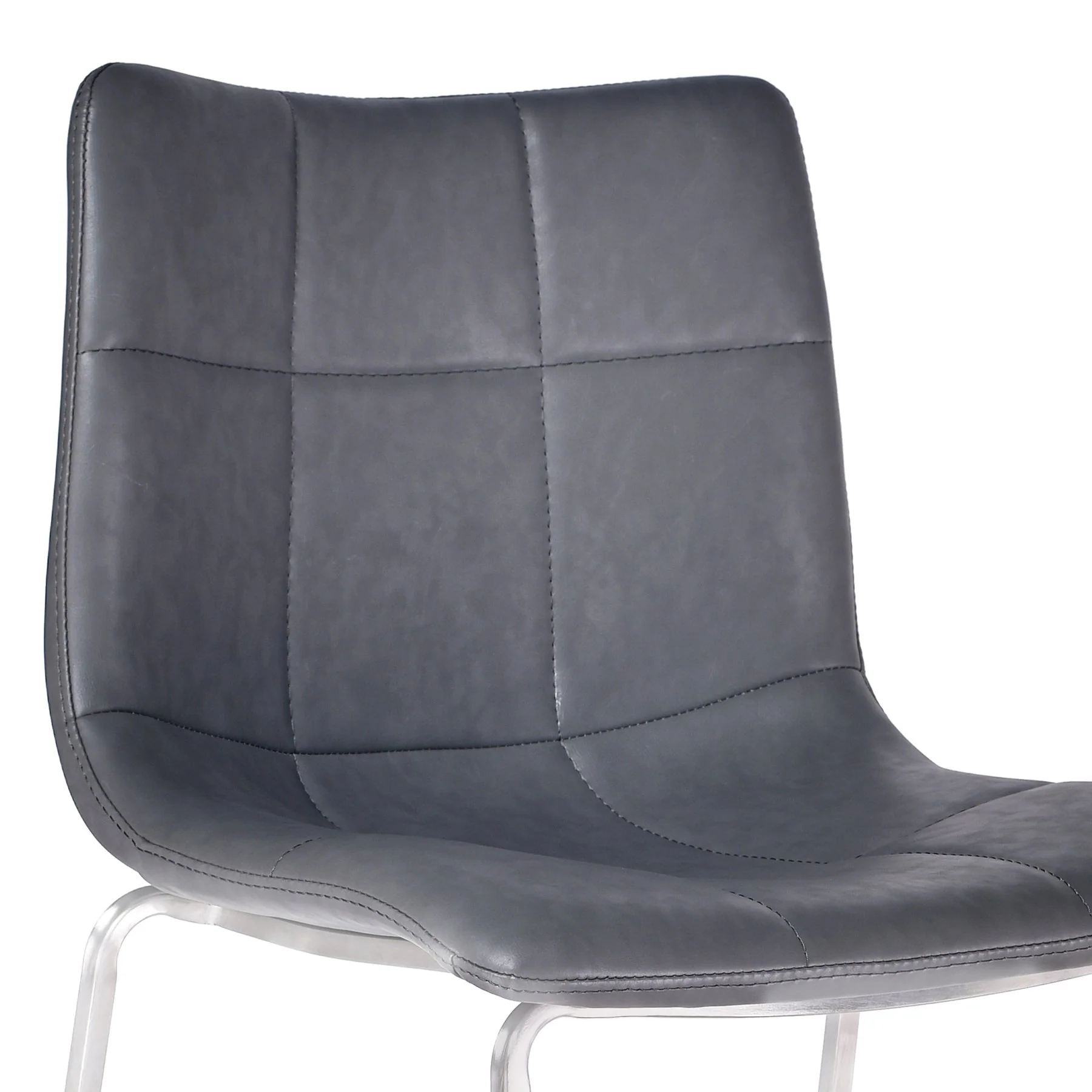 Hamilton 26" Counter Height Barstool in Brushed Stainless Steel with Vintage Gray Faux Leather - Image 3