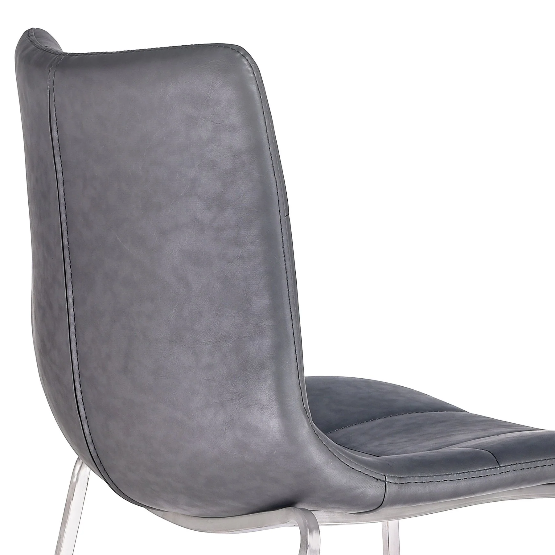 Hamilton 26" Counter Height Barstool in Brushed Stainless Steel with Vintage Gray Faux Leather - Image 4
