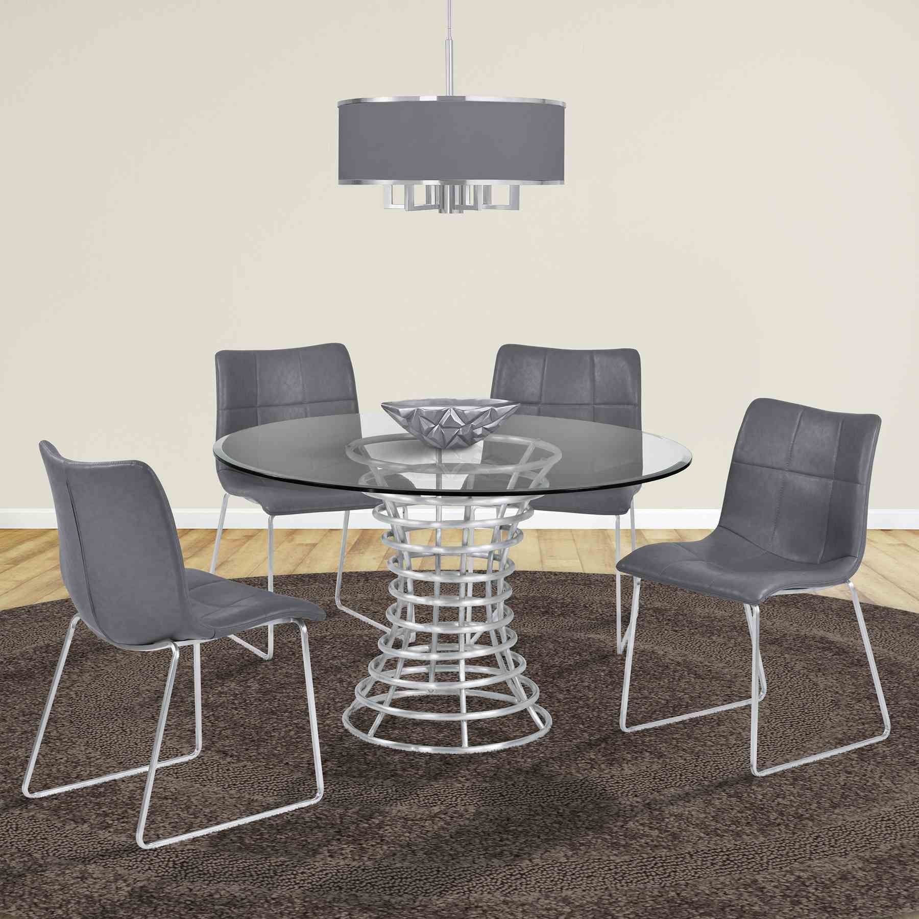 Hamilton Contemporary Dining Chair in Brushed Stainless Steel with Vintage Gray Faux Leather - Set of 2 - Image 6