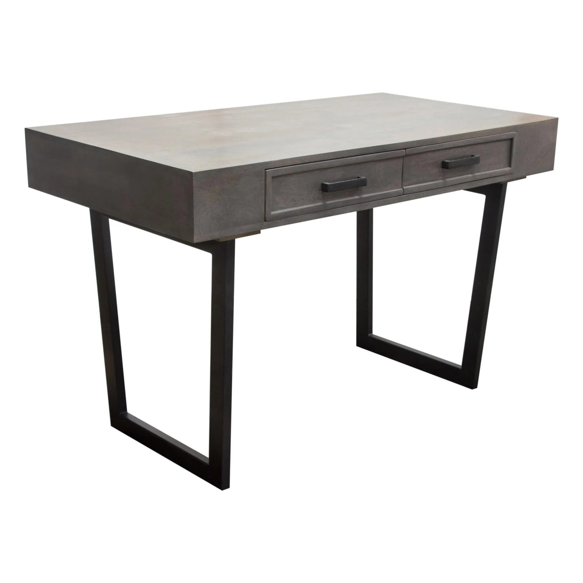 Hammond 2-Drawer Writing Desk in Solid Mango Wood Grey Finish & Black Iron Legs by Diamond Sofa - Image 4