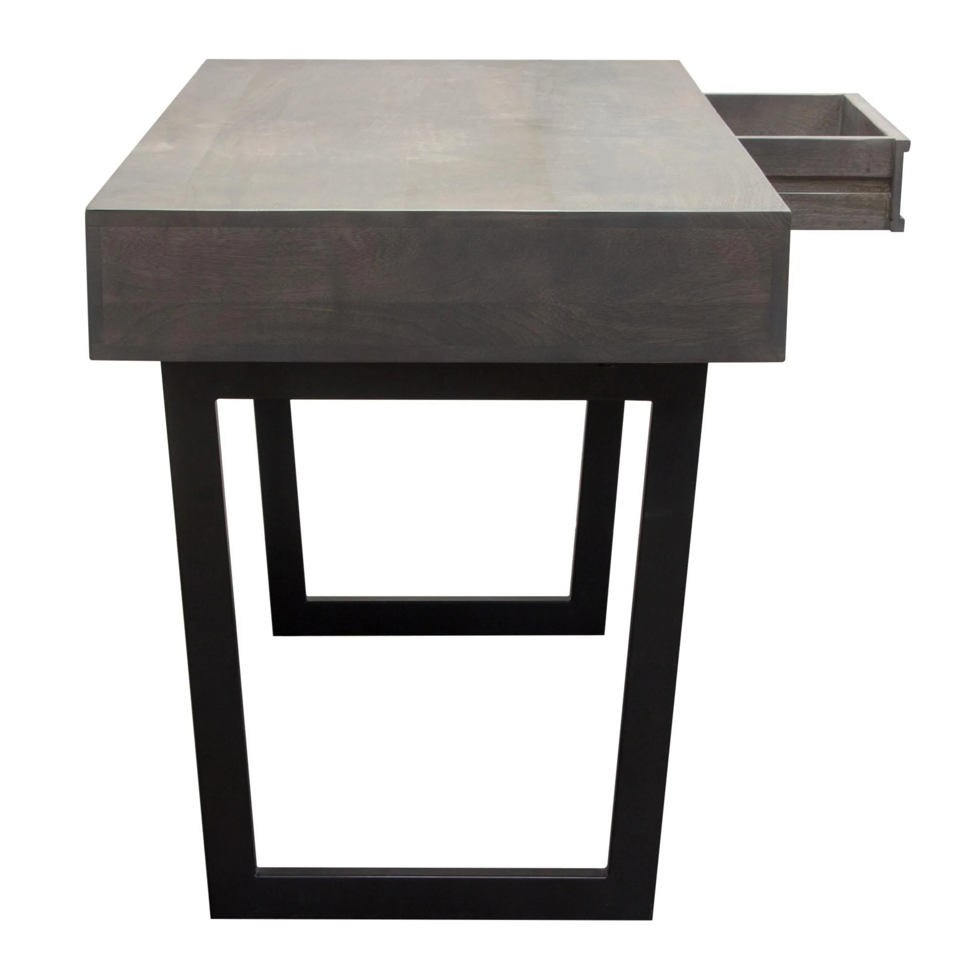 Hammond 2-Drawer Writing Desk in Solid Mango Wood Grey Finish & Black Iron Legs by Diamond Sofa - Image 7