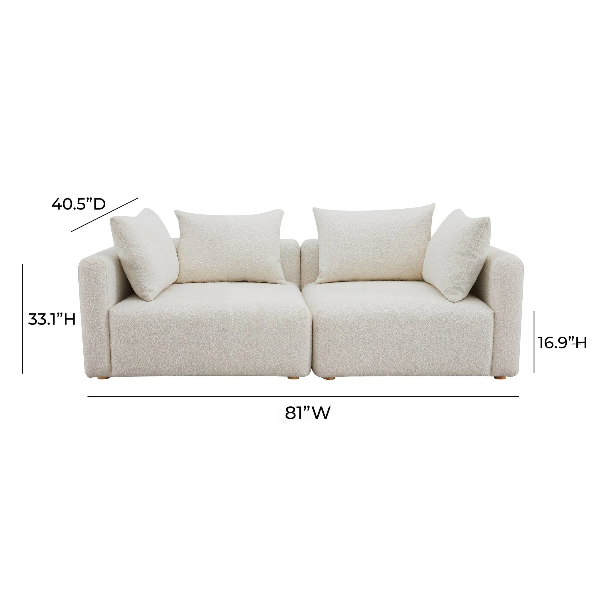 Hangover Cream Boucle Loveseat - Image 5