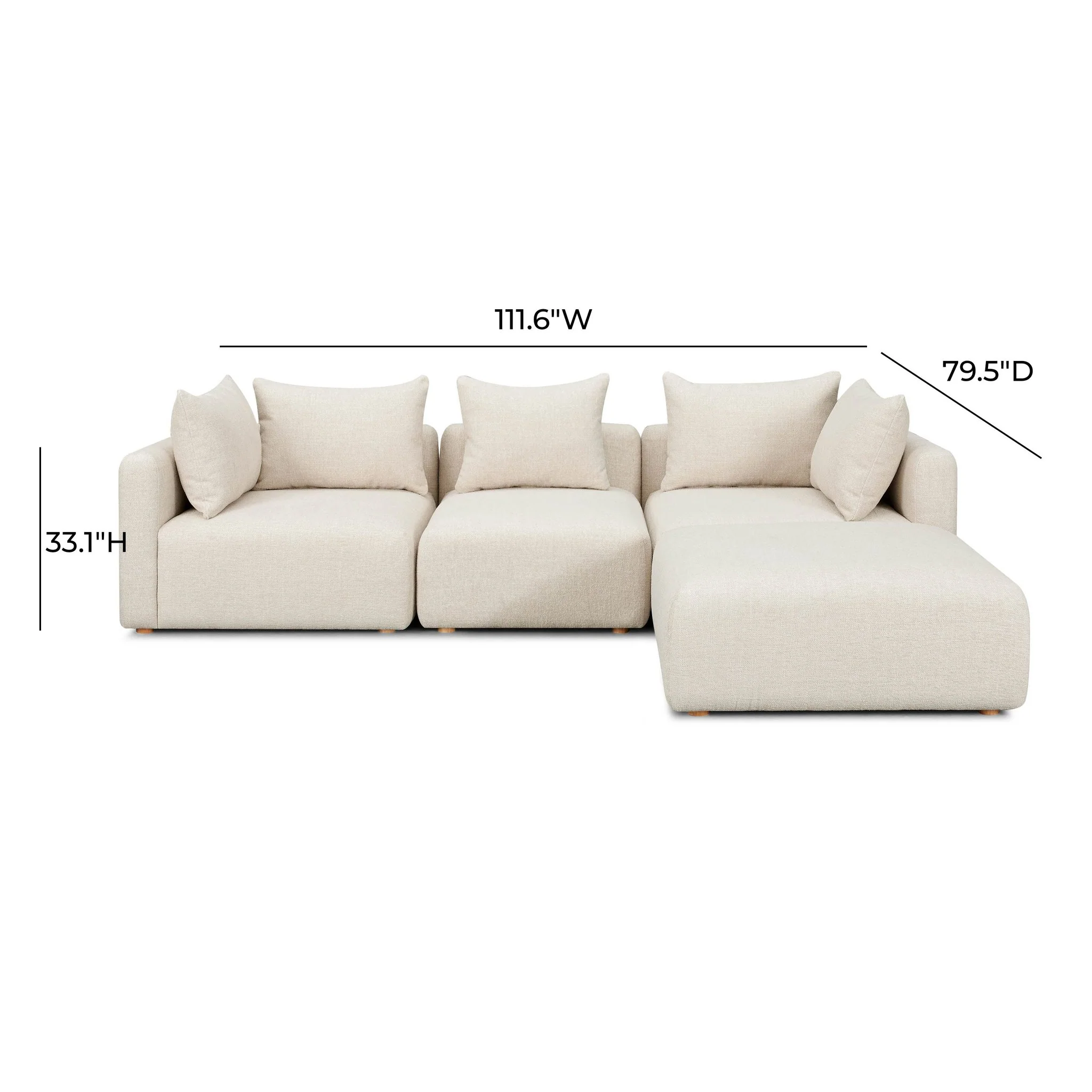 Hangover Cream Heavy Textured Fabric 4-Piece Modular Sectional - Image 4