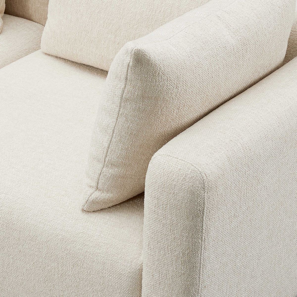 Hangover Cream Heavy Textured Fabric Loveseat - Image 4