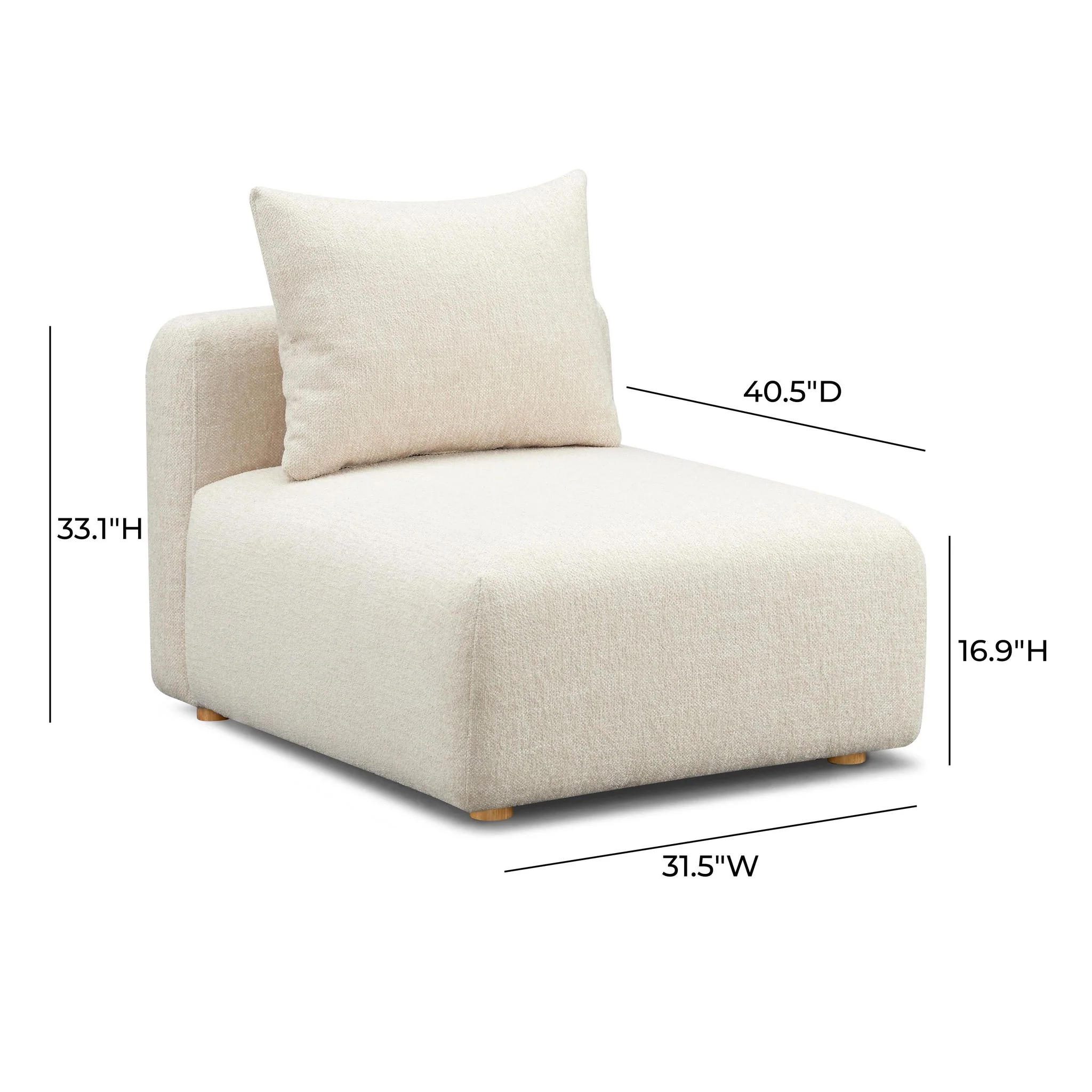 Hangover Cream Heavy Textured Fabric Modular Armless Chair - Image 5