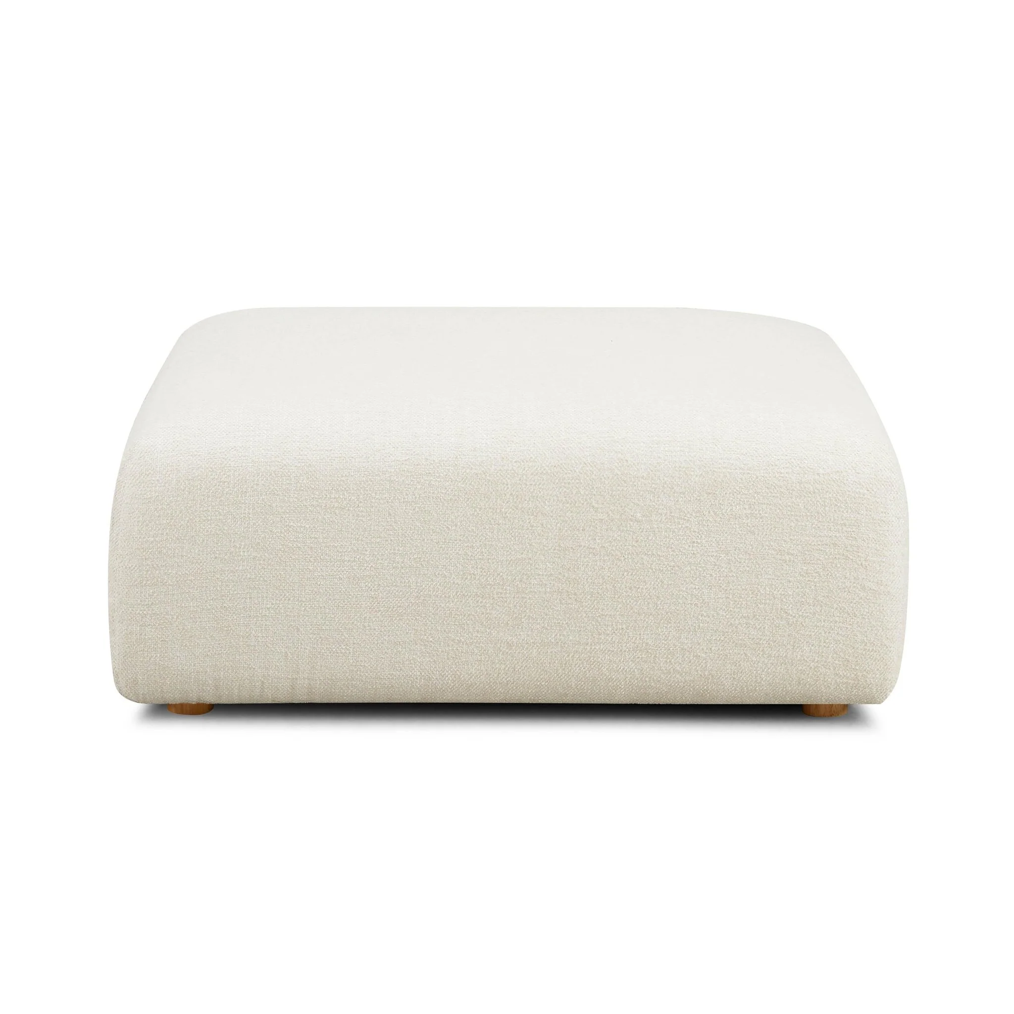 Hangover Cream Heavy Textured Fabric Ottoman - Image 3