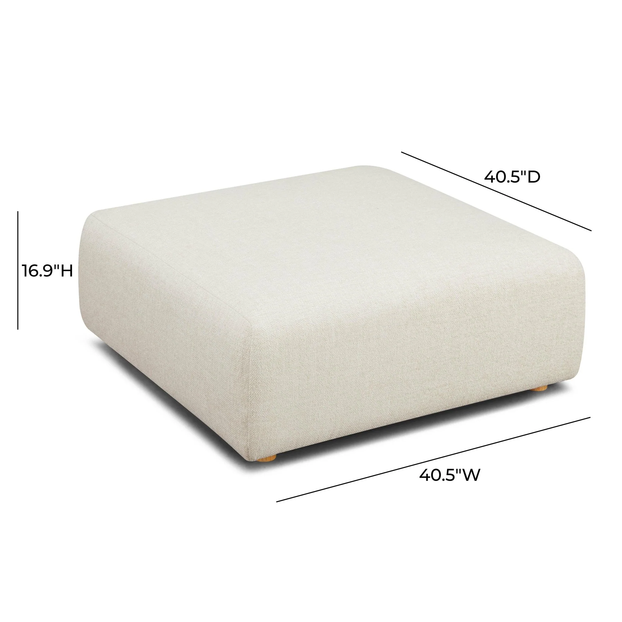 Hangover Cream Heavy Textured Fabric Ottoman - Image 5