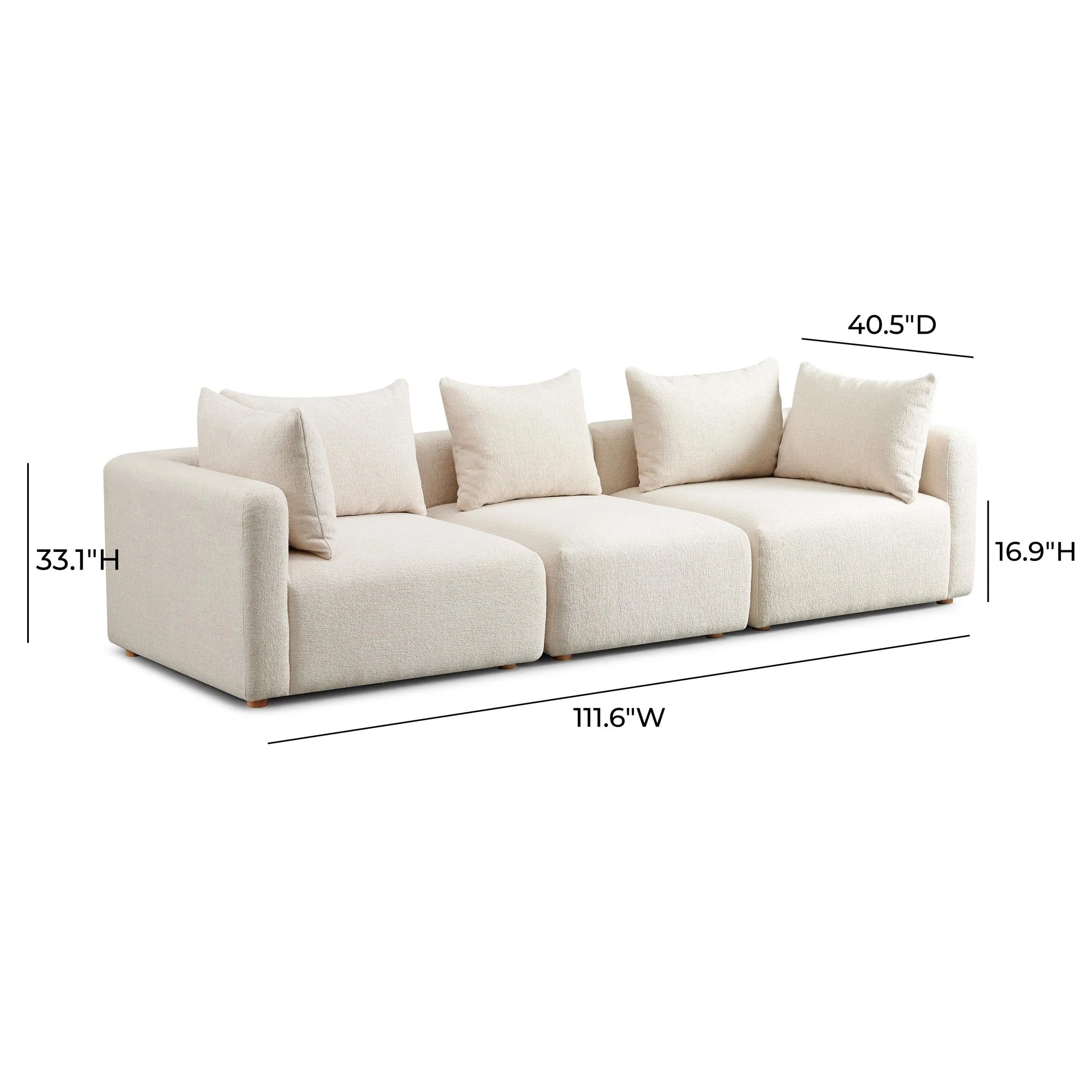 Hangover Cream Heavy Textured Fabric Sofa - Image 5