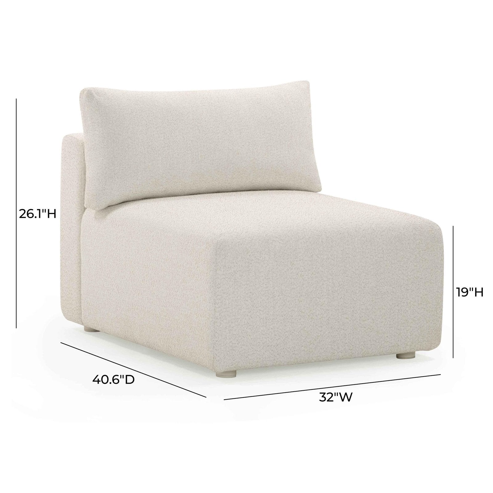 Hangover Cream Modular Outdoor Armless Chair - Image 6