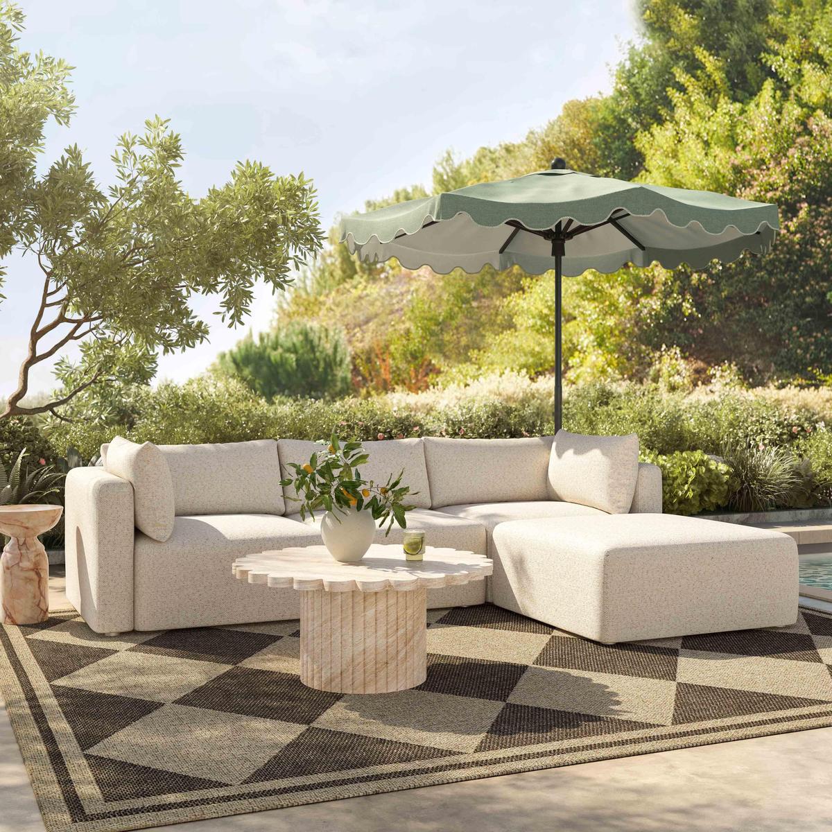 Hangover Cream Outdoor Modular Loveseat - Image 2