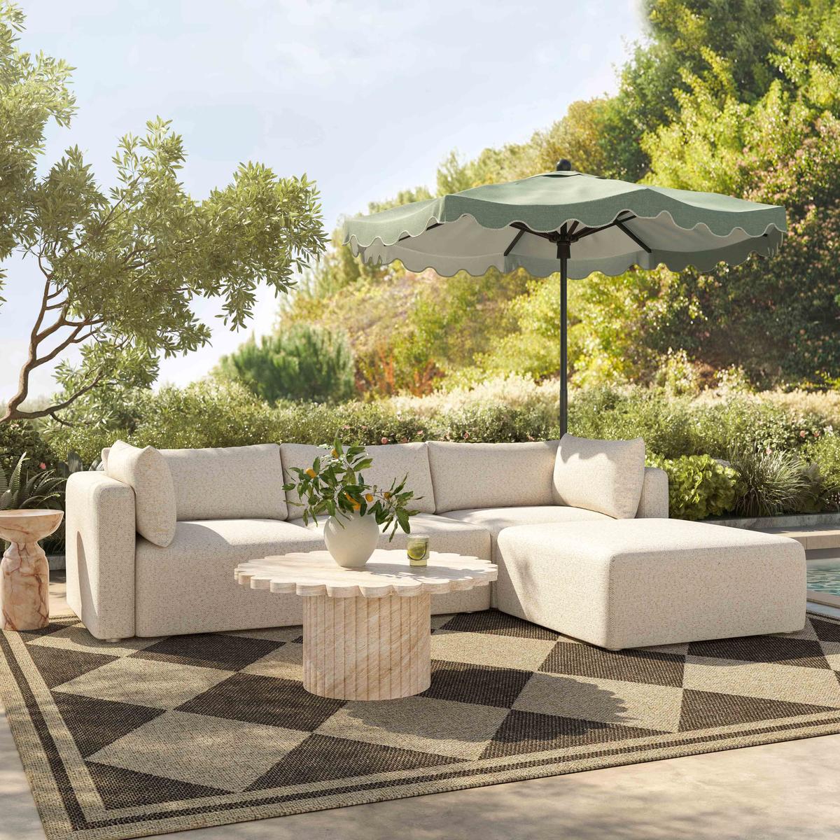 Hangover Cream Outdoor Ottoman - Image 2