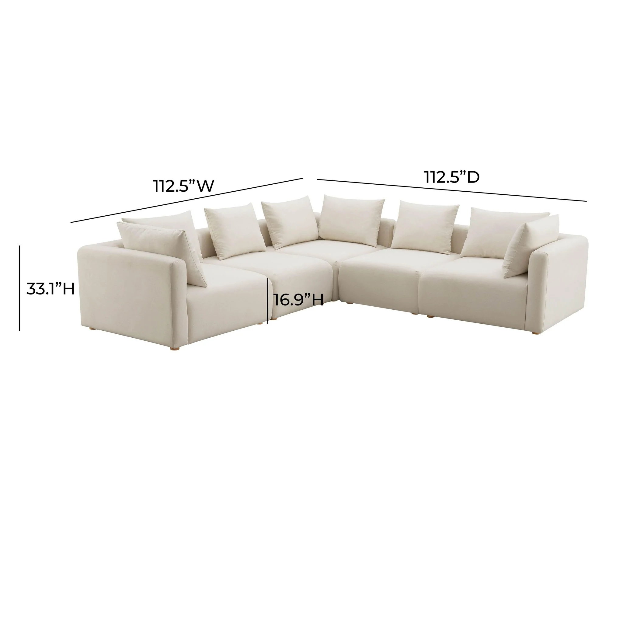 Hangover Cream Performance Linen 5-Piece Modular L-Sectional - Image 4