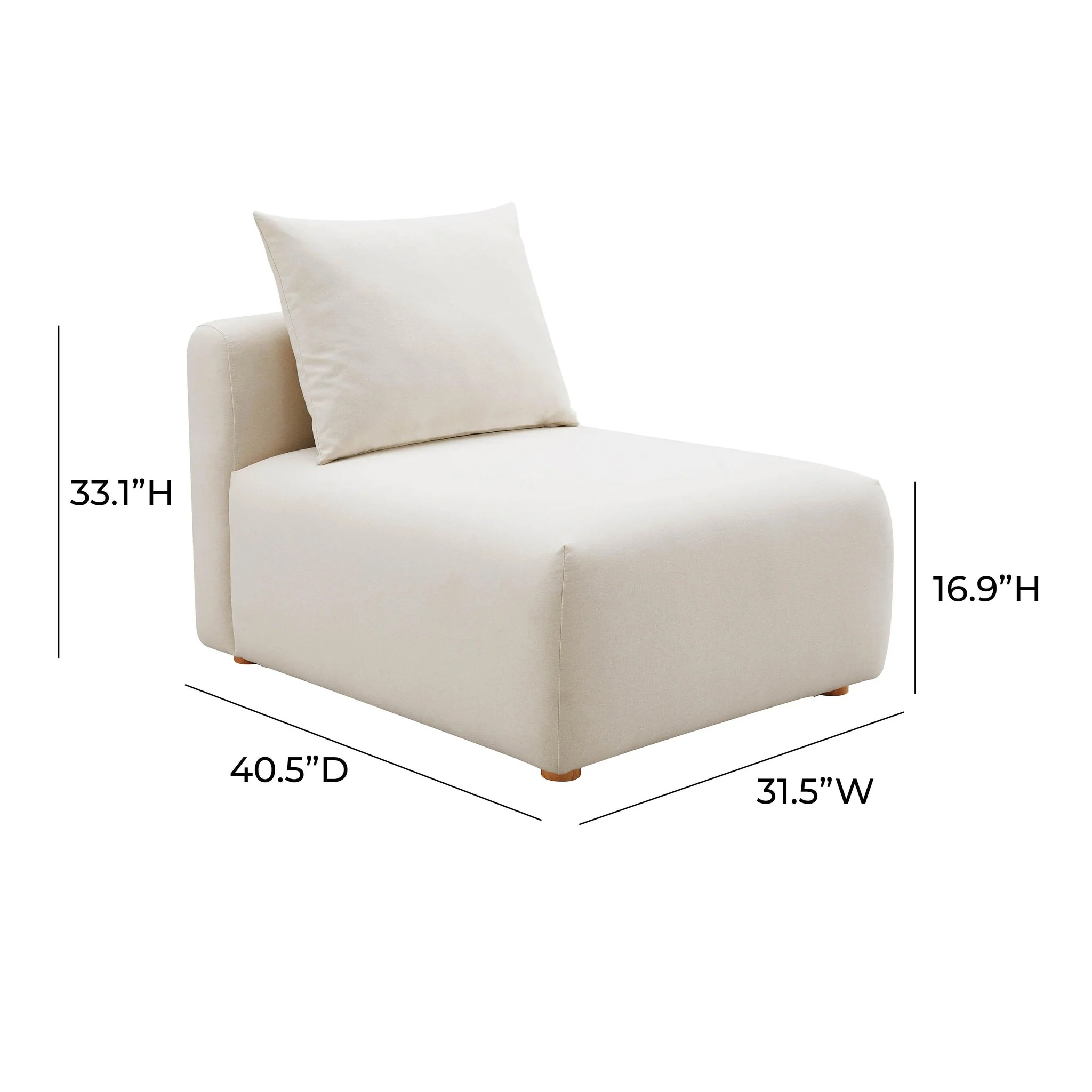 Hangover Cream Performance Linen Modular Armless Chair - Image 5