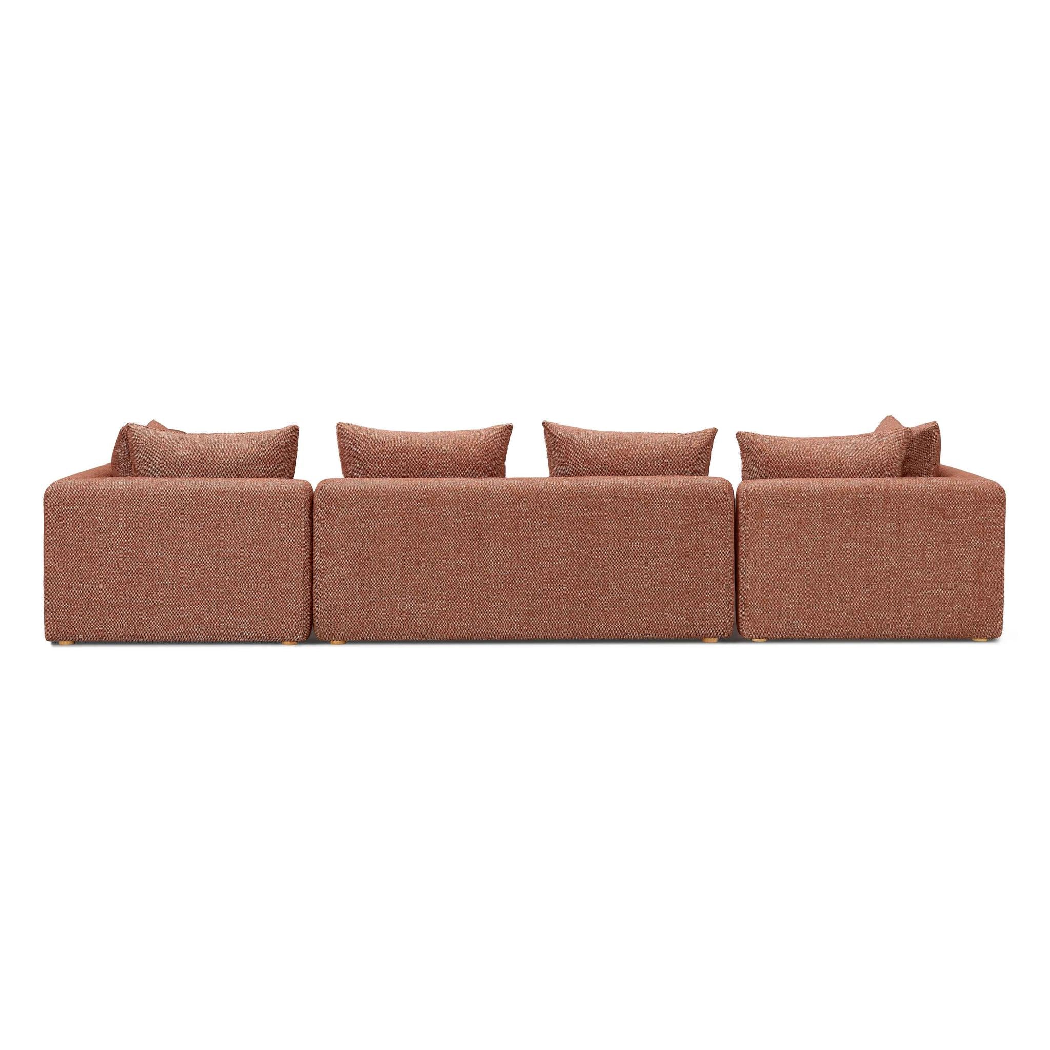 Hangover Sedona Red Textured Fabric 145 inch Long Sofa - Image 3