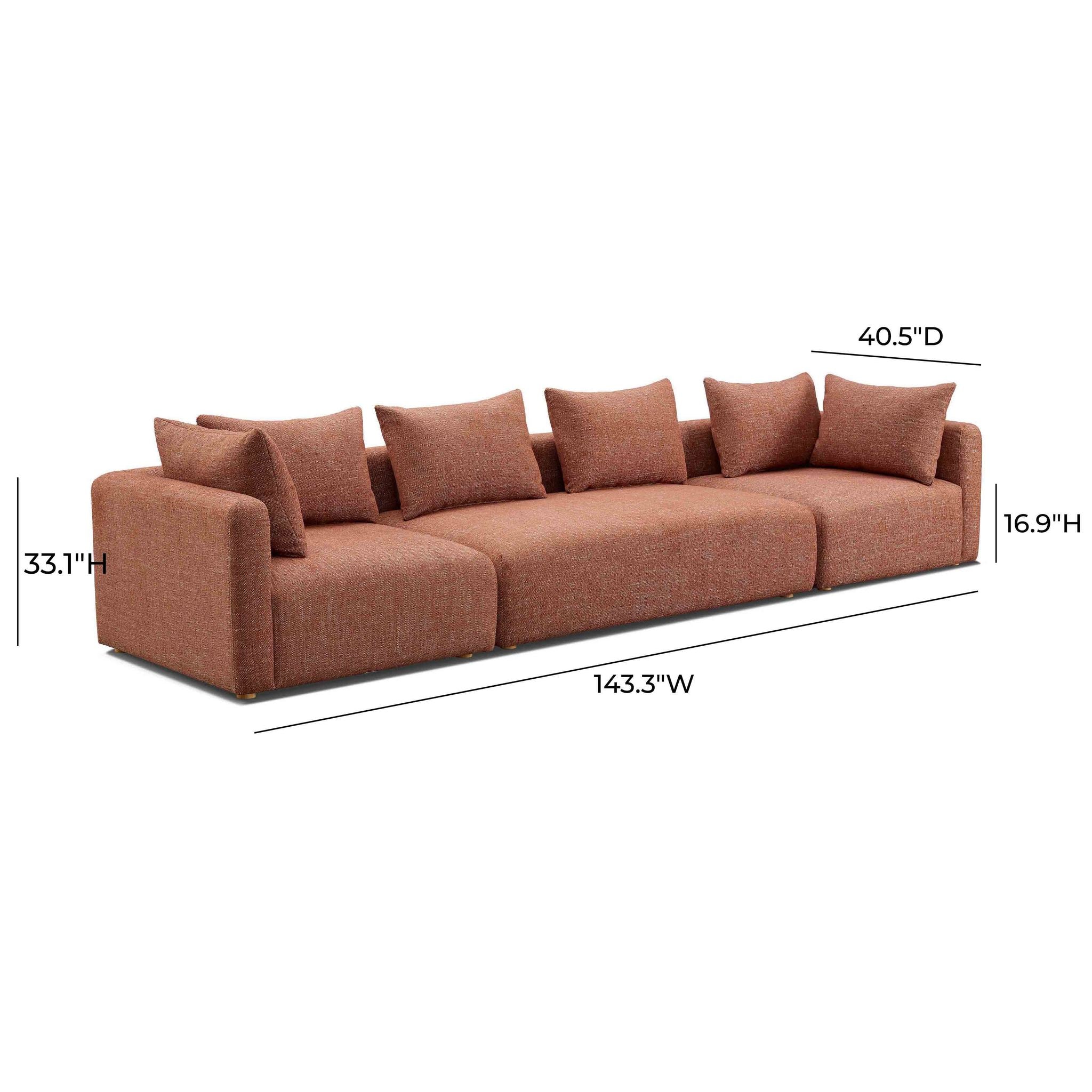 Hangover Sedona Red Textured Fabric 145 inch Long Sofa - Image 5