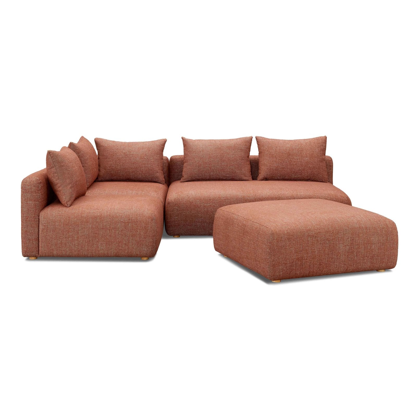 Hangover Sedona Red Textured Fabric 4-Piece Modular Chaise Sectional - Image 2